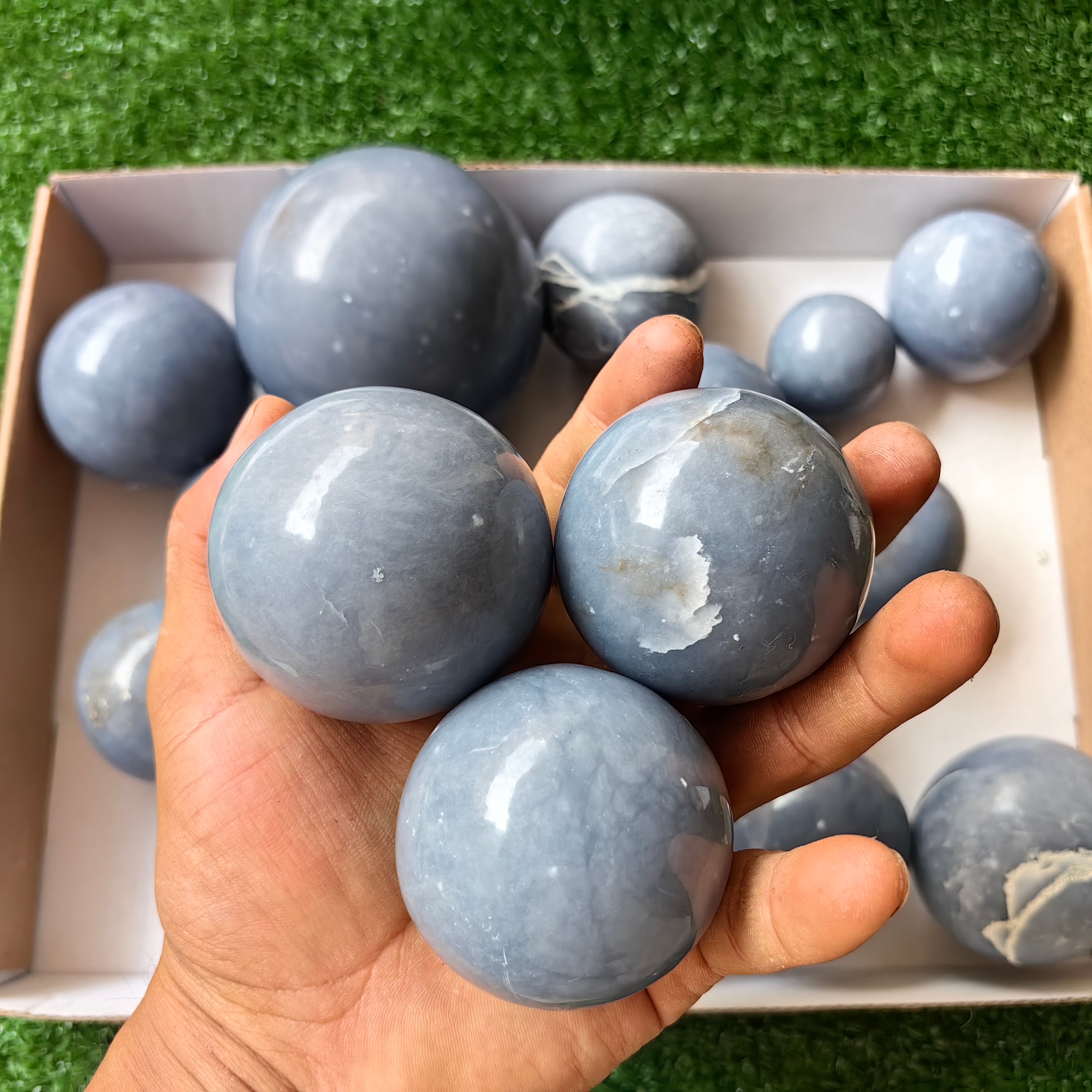 22 pc blue angelite spheres