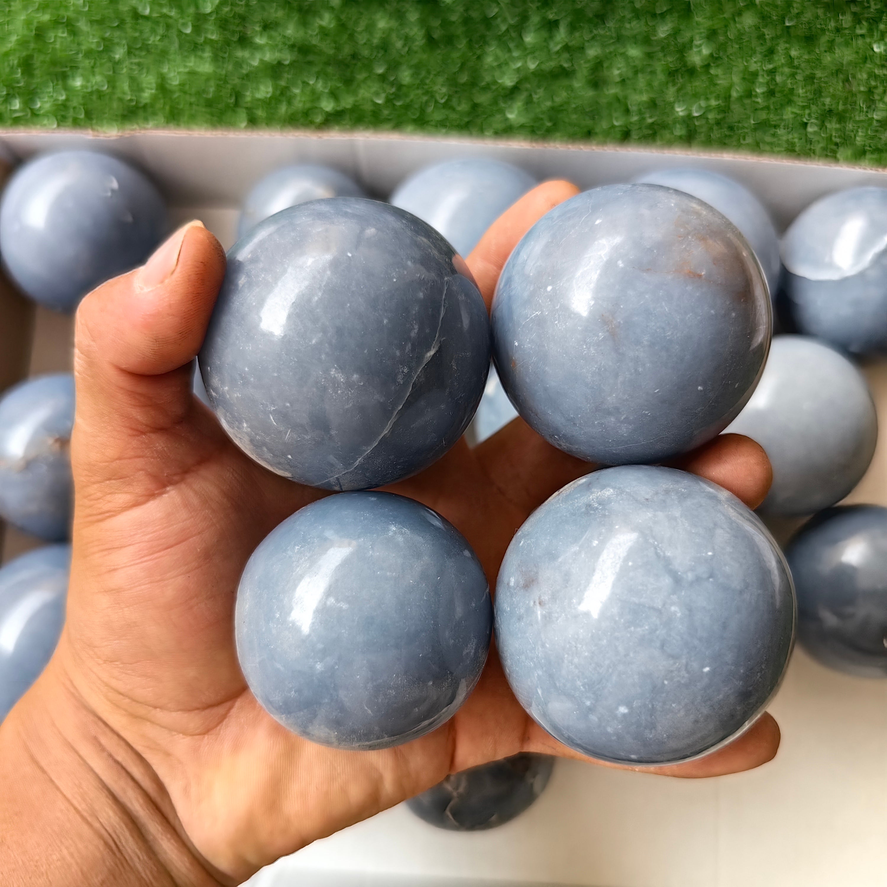 21 pc blue angelite spheres