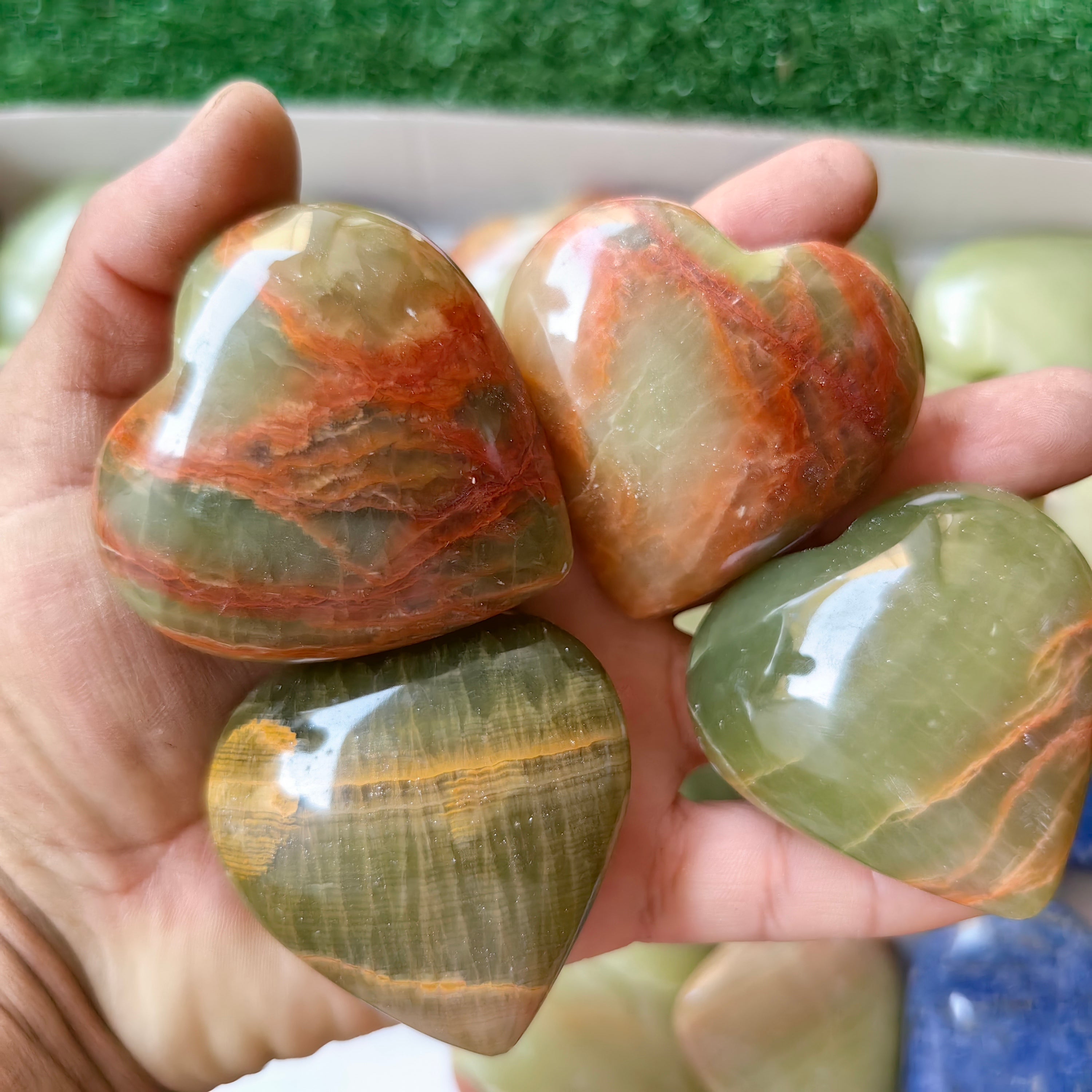 23 pc green onix & sodalite hearts