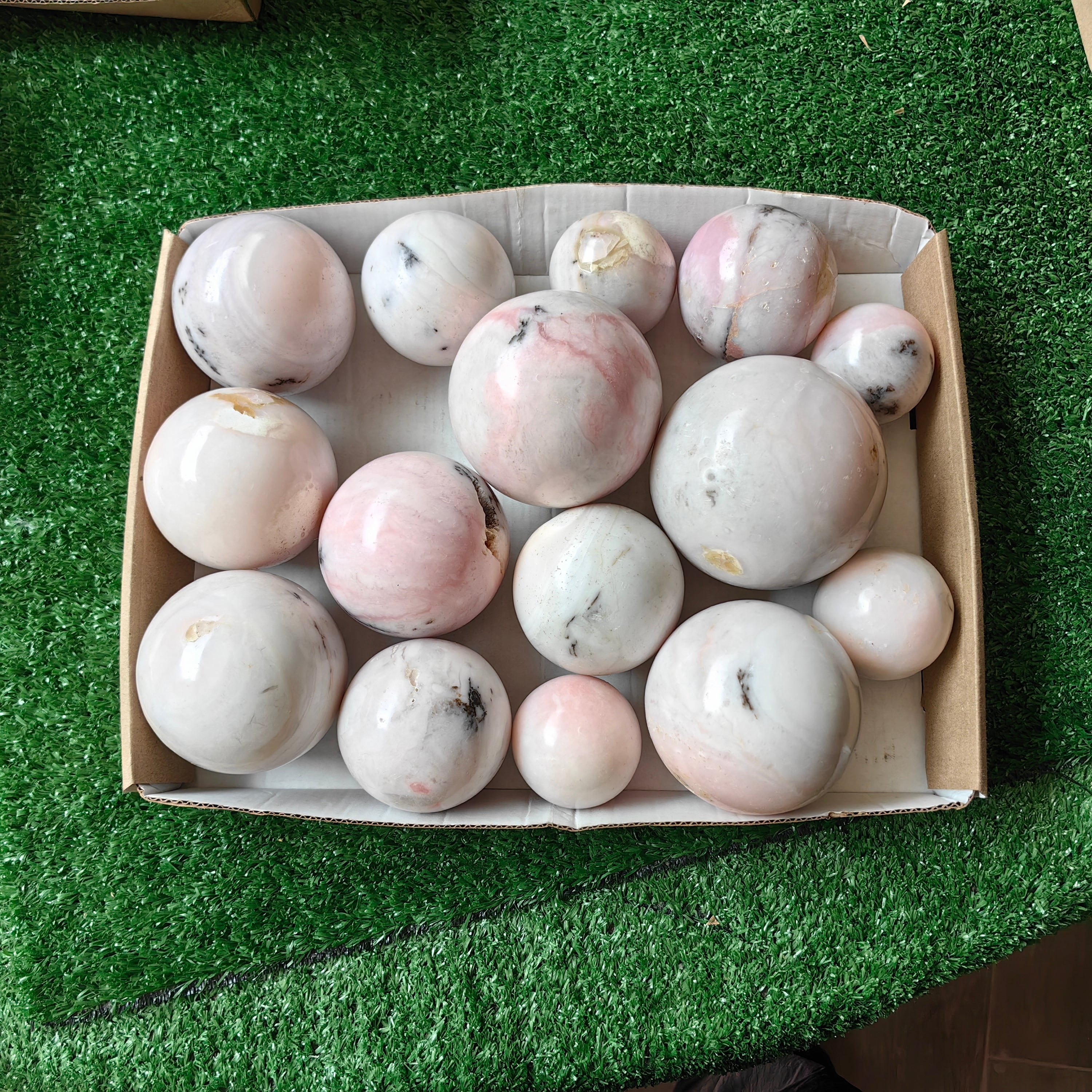 15 pc peruvian pink opal spheres