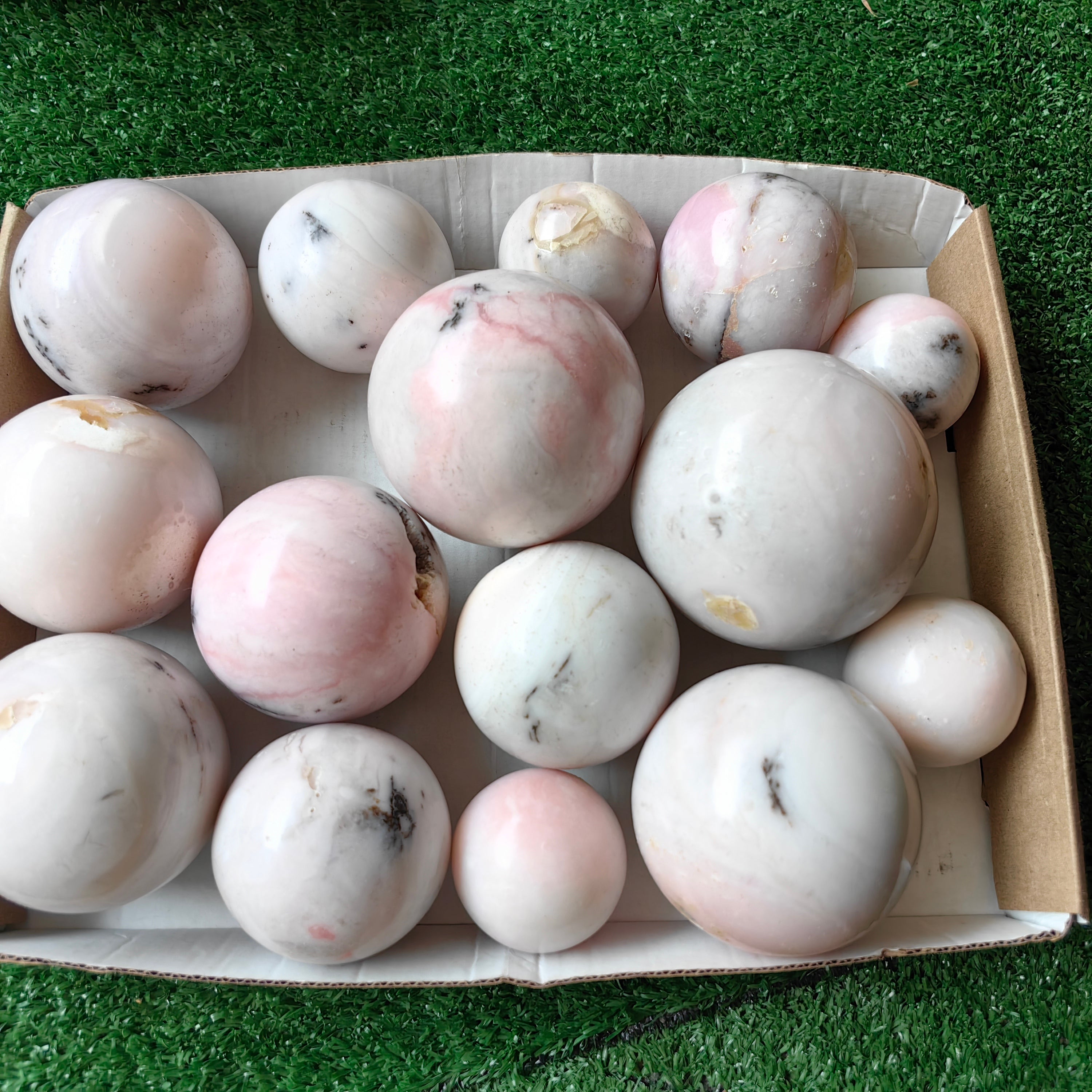 15 pc peruvian pink opal spheres