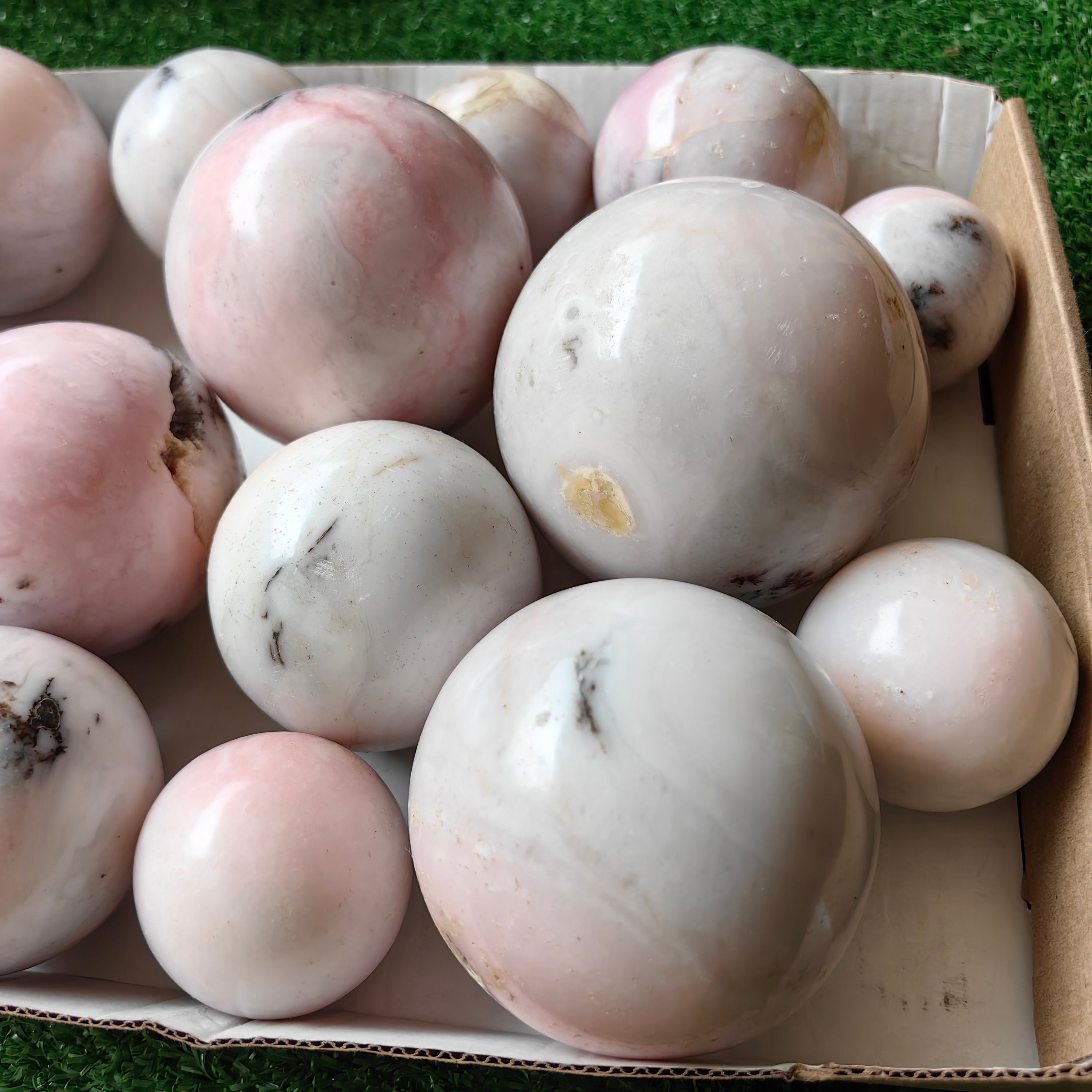 15 pc peruvian pink opal spheres