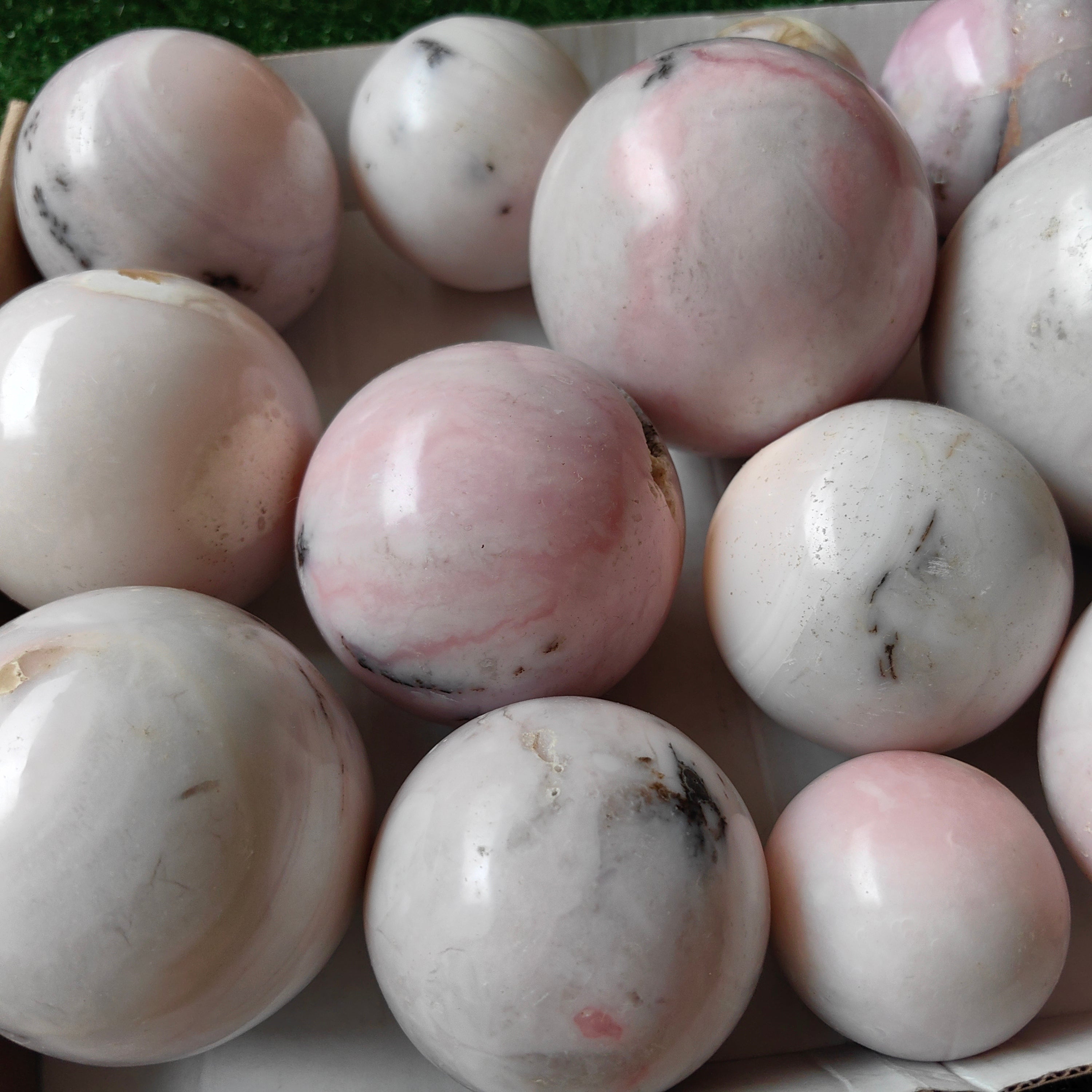 15 pc peruvian pink opal spheres
