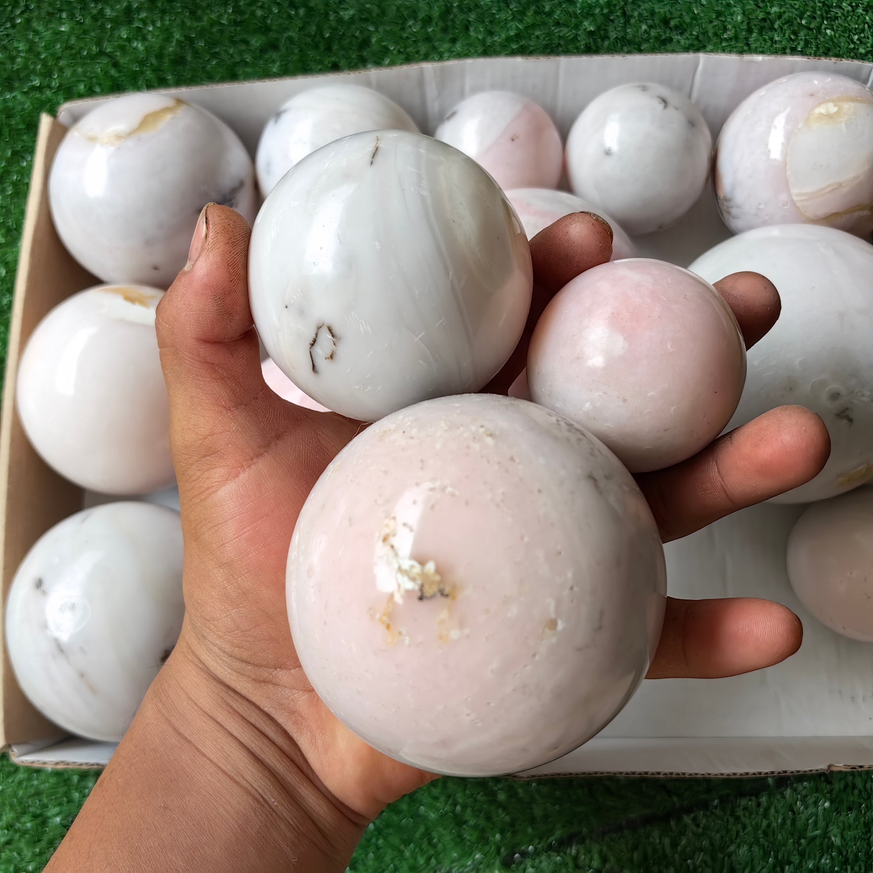 15 pc peruvian pink opal spheres