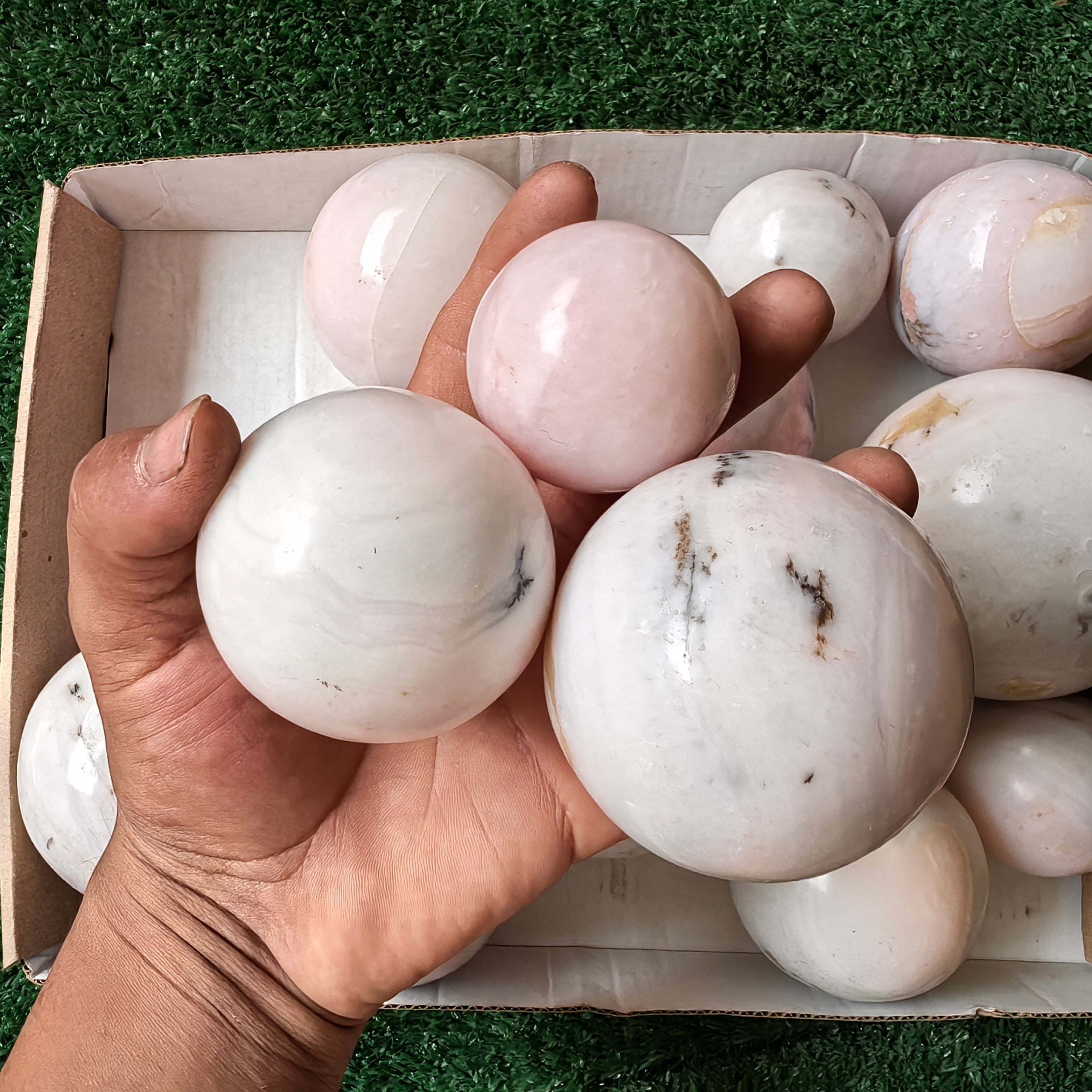 15 pc peruvian pink opal spheres