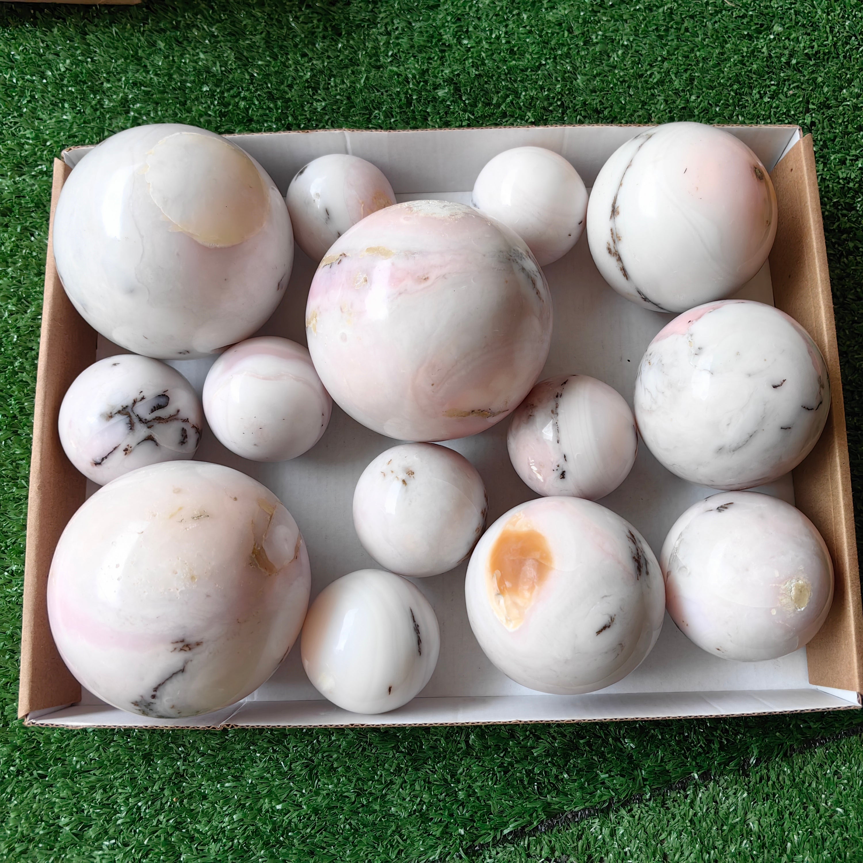 14 pc peruvian pink opal spheres