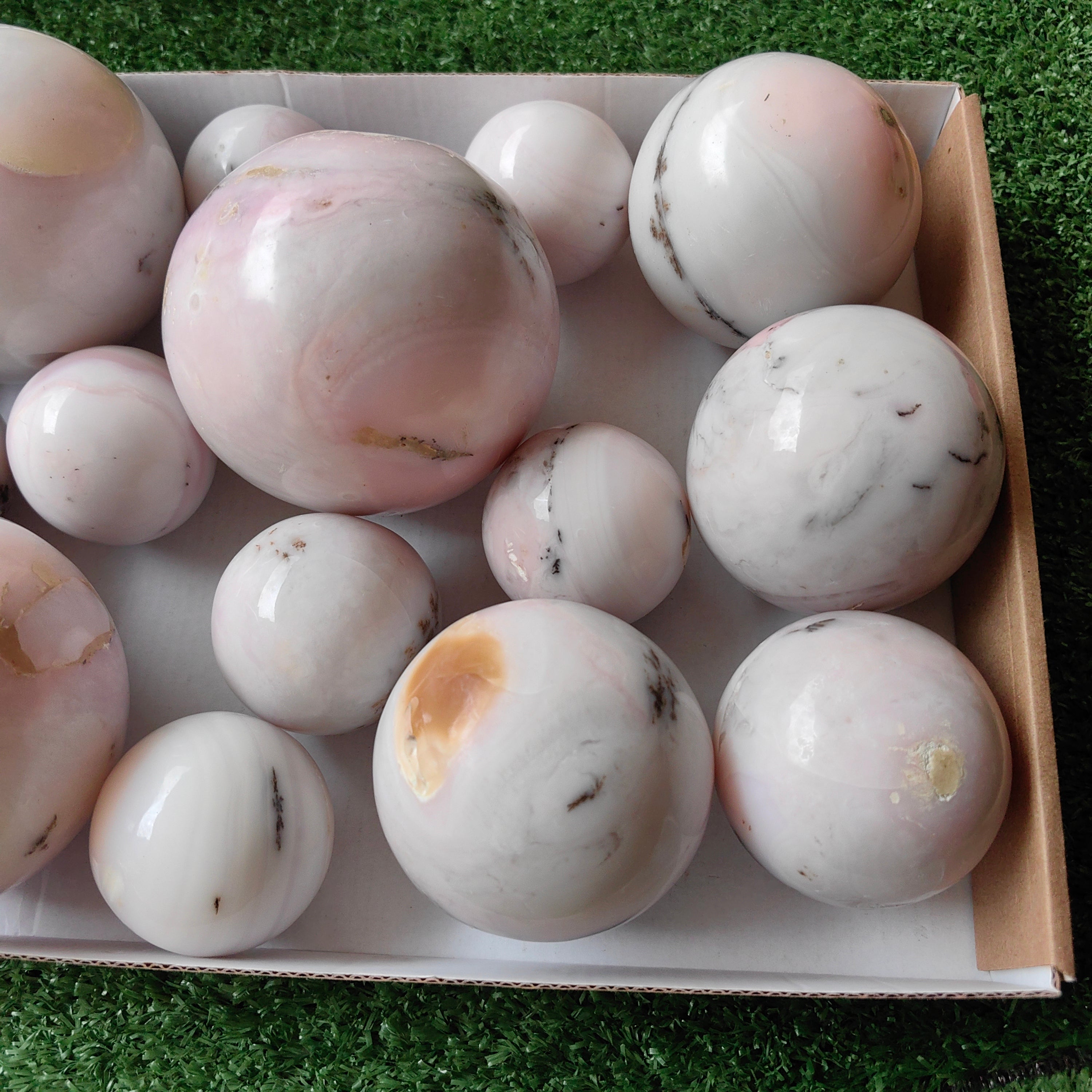 14 pc peruvian pink opal spheres