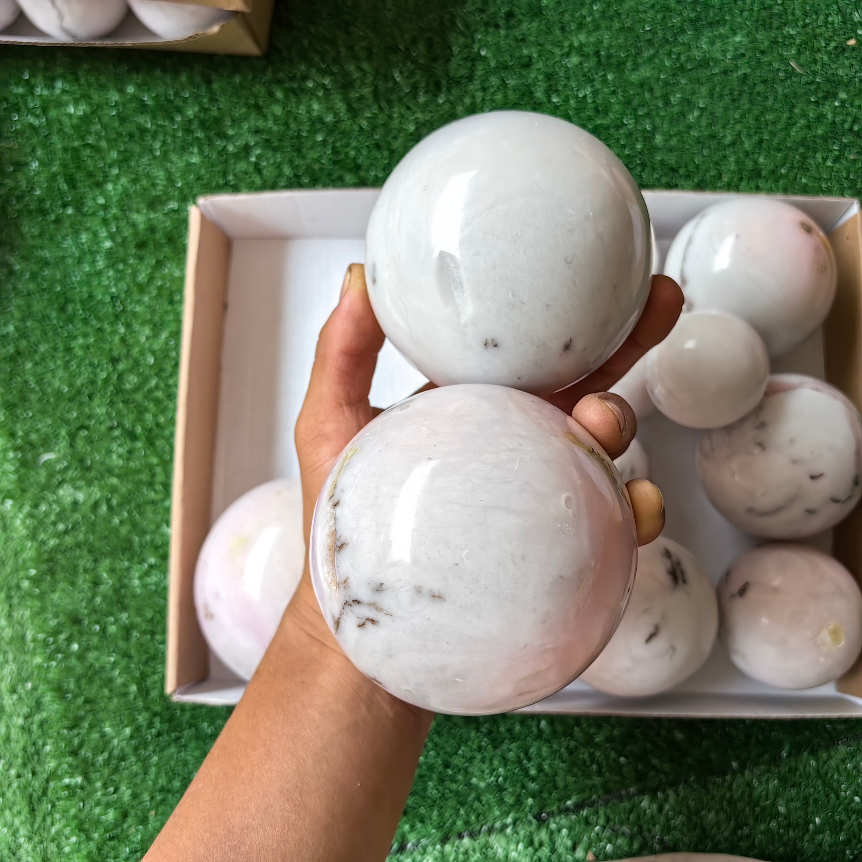 14 pc peruvian pink opal spheres