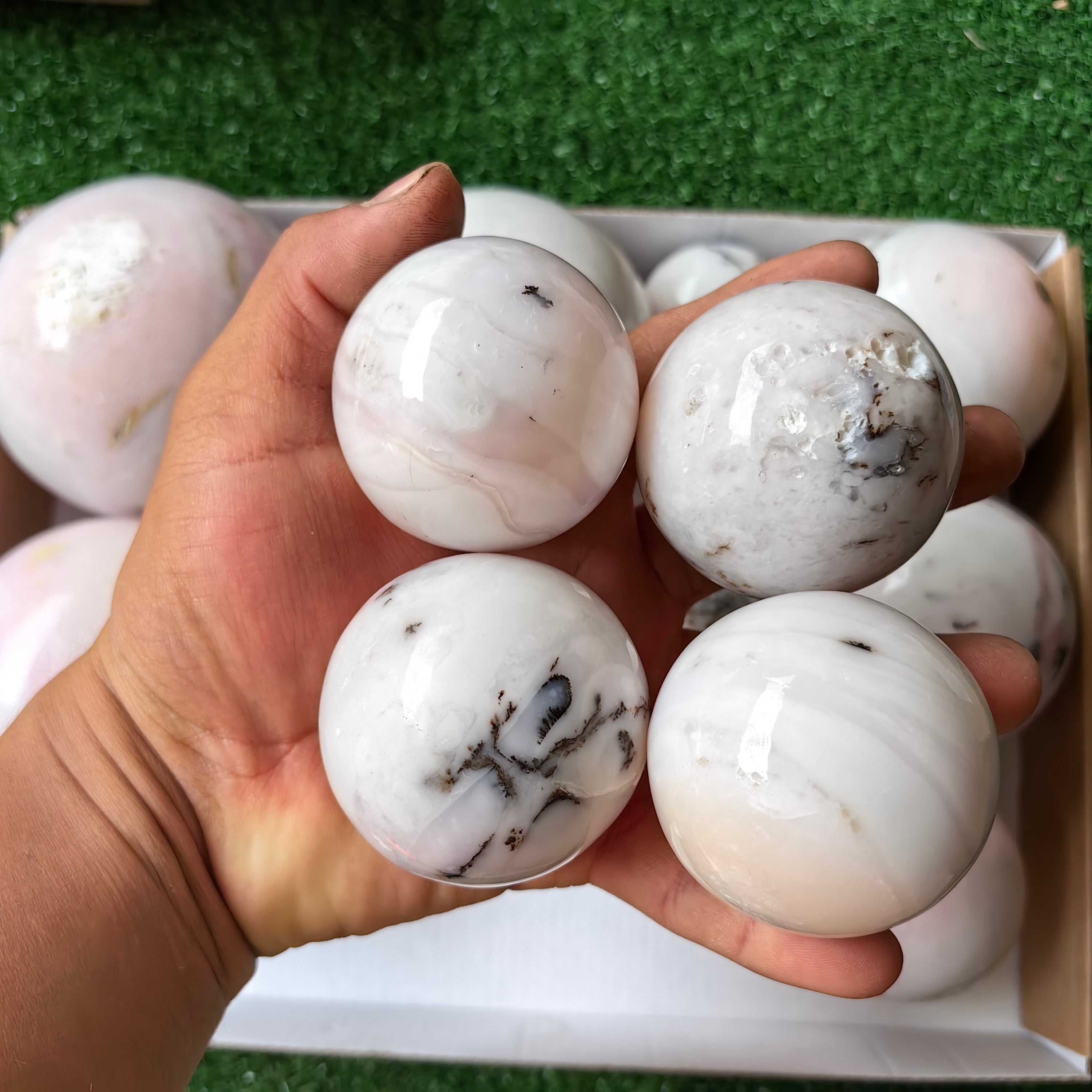 14 pc peruvian pink opal spheres