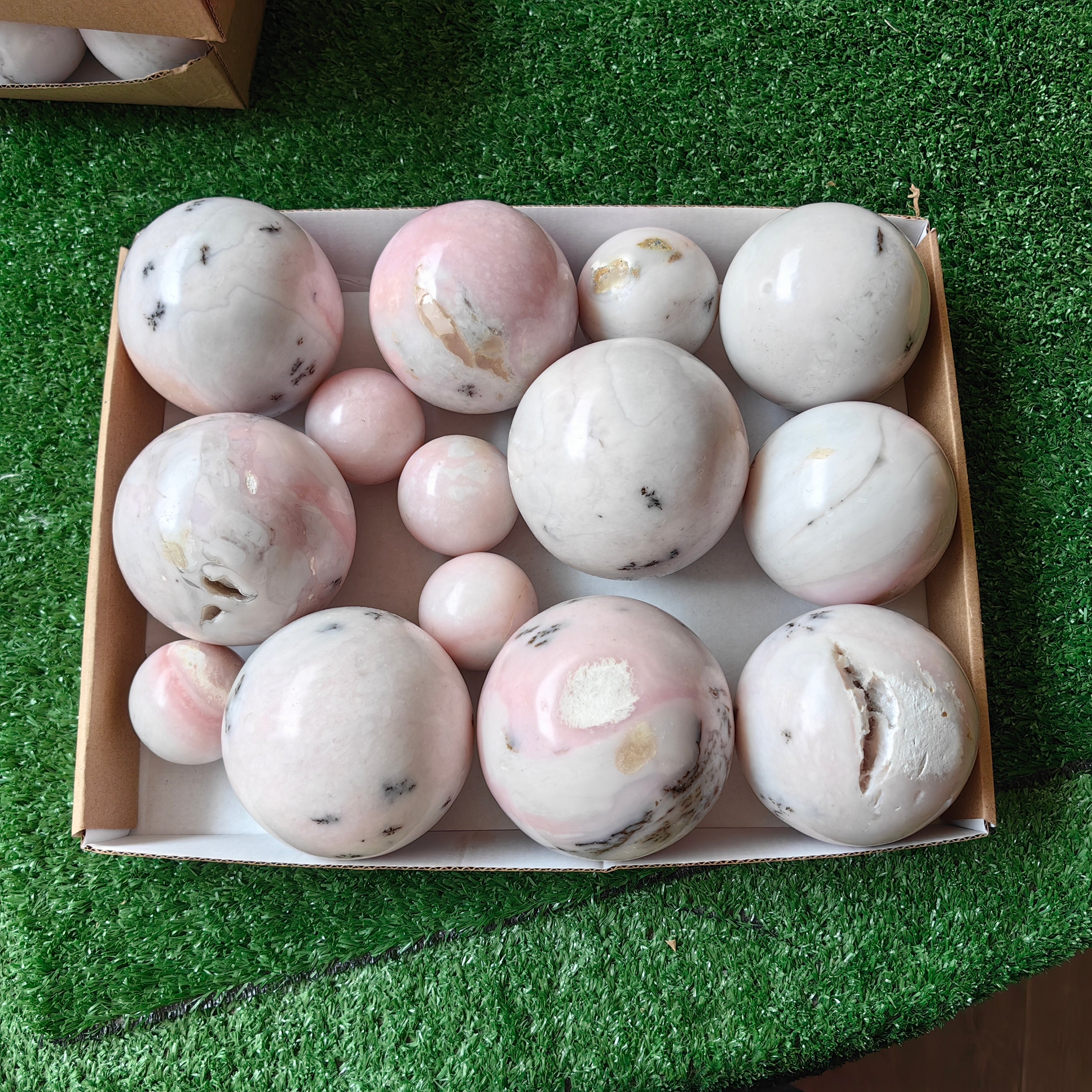 15 pc peruvian pink opal spheres