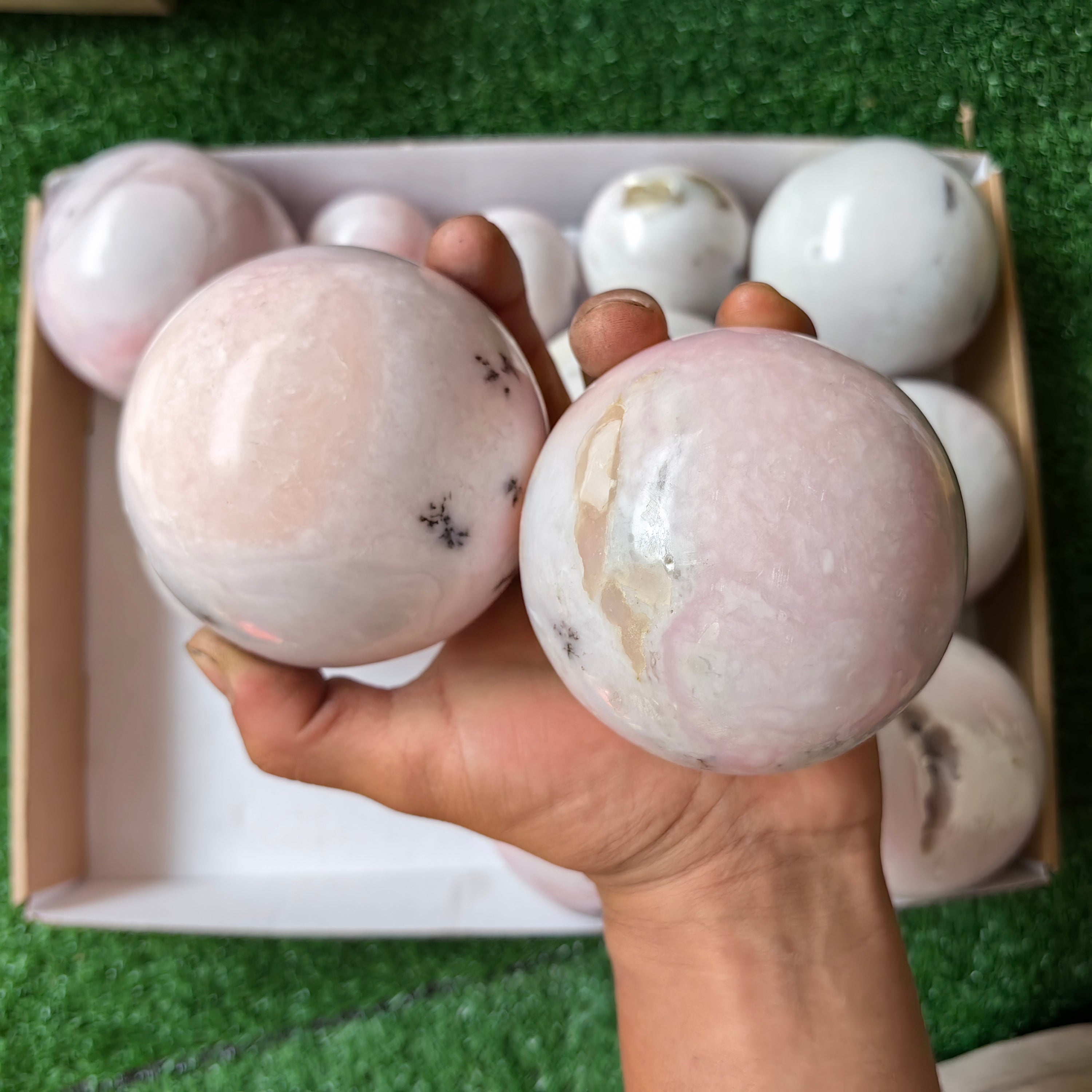 15 pc peruvian pink opal spheres