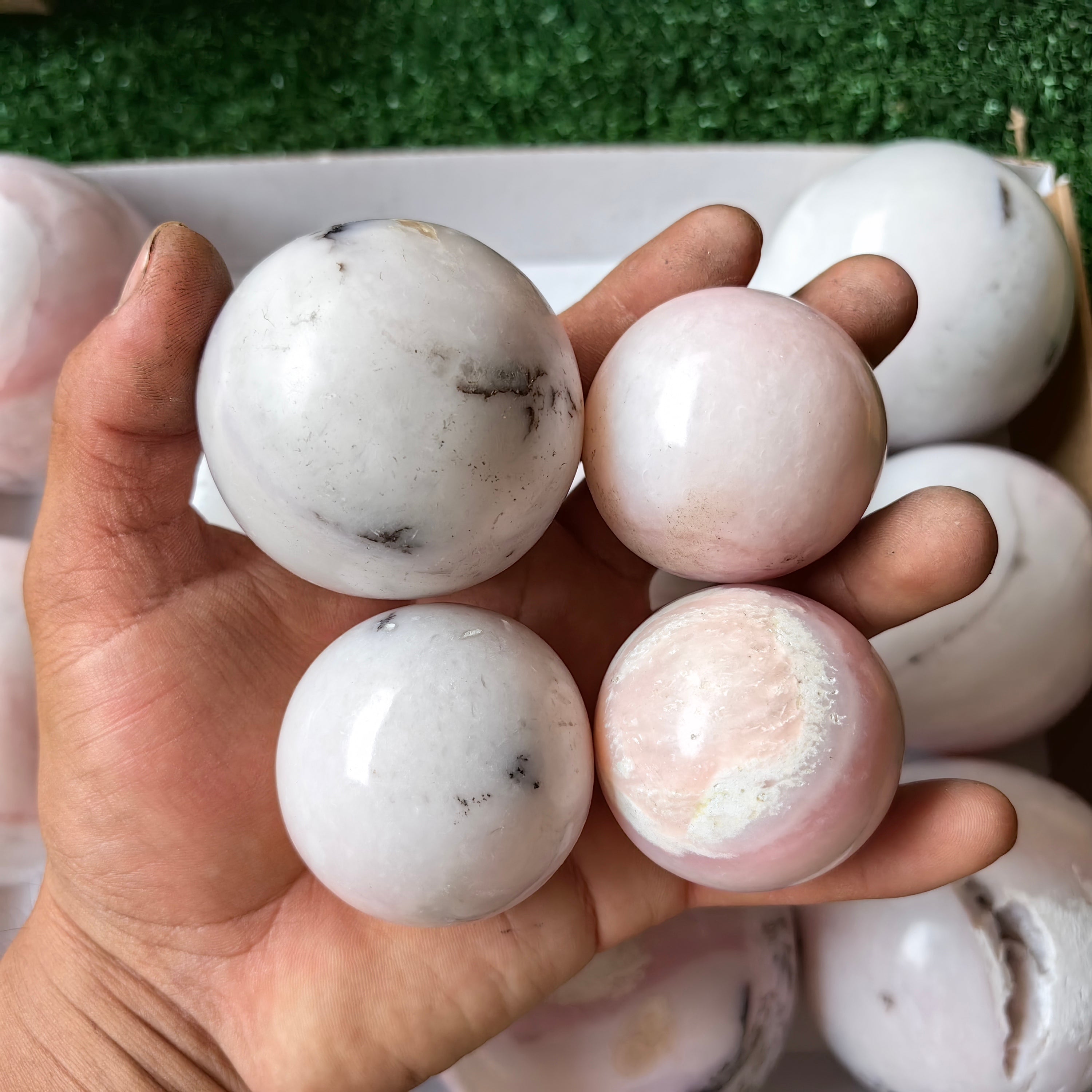 15 pc peruvian pink opal spheres