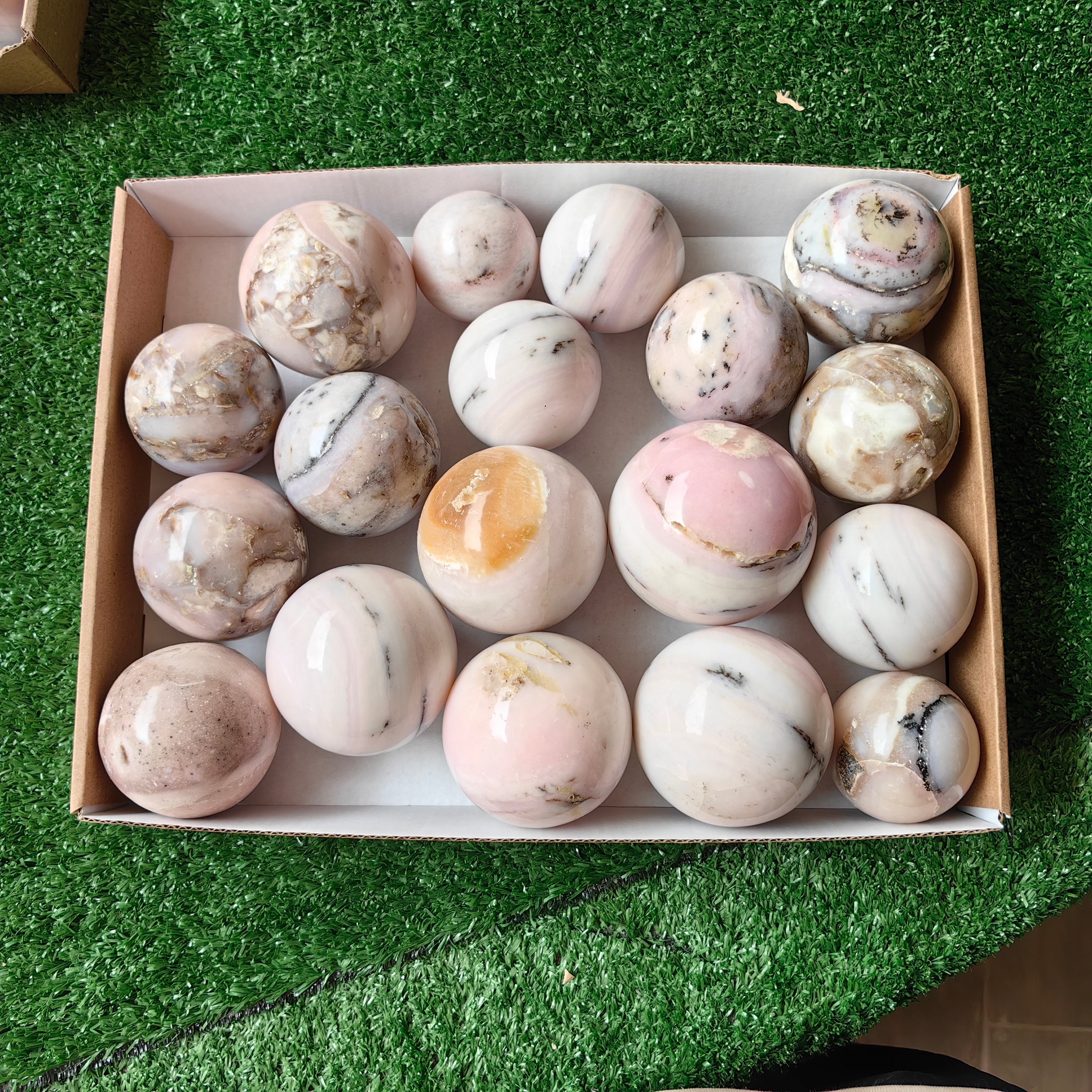 18 pc peruvian pink opal spheres