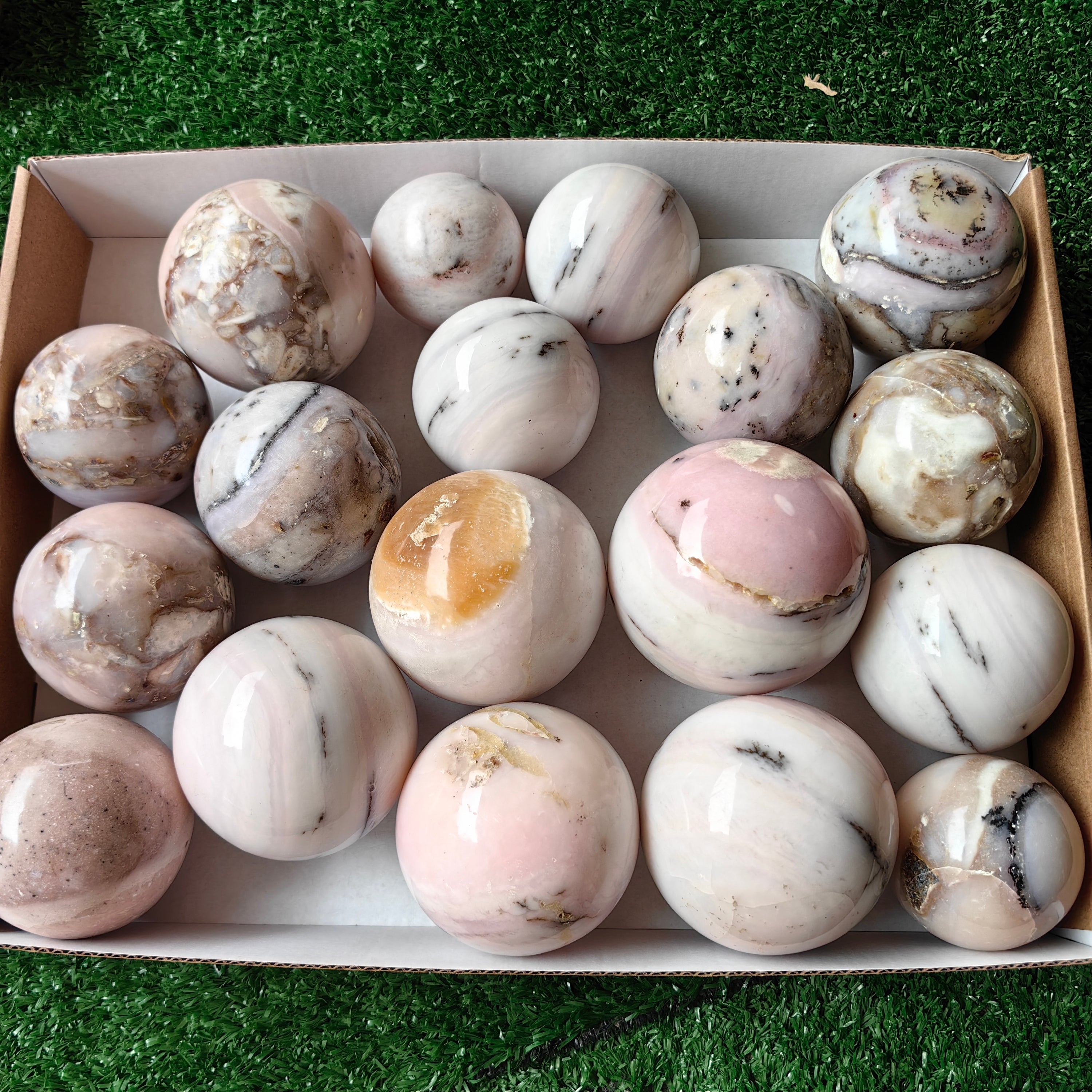 18 pc peruvian pink opal spheres