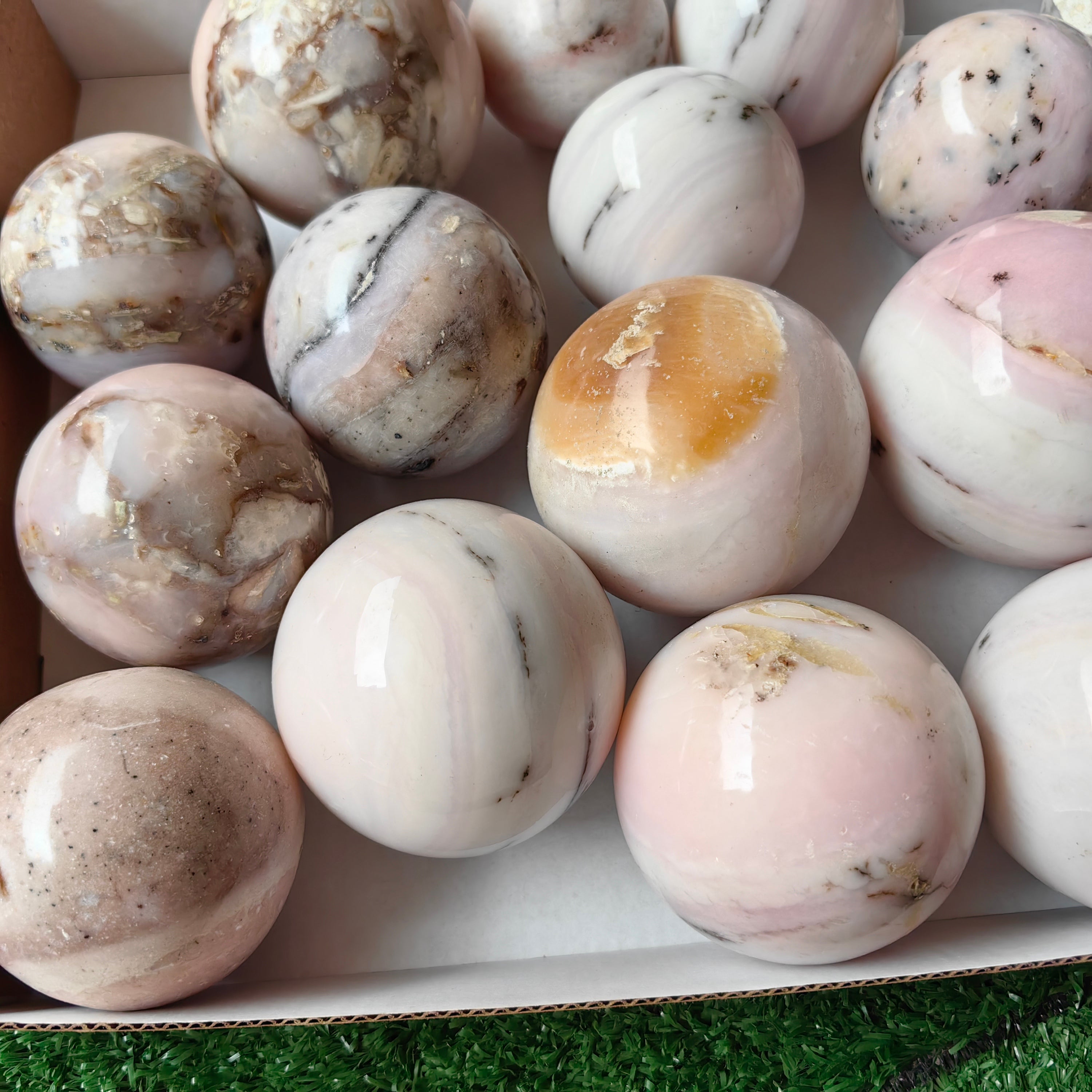 18 pc peruvian pink opal spheres