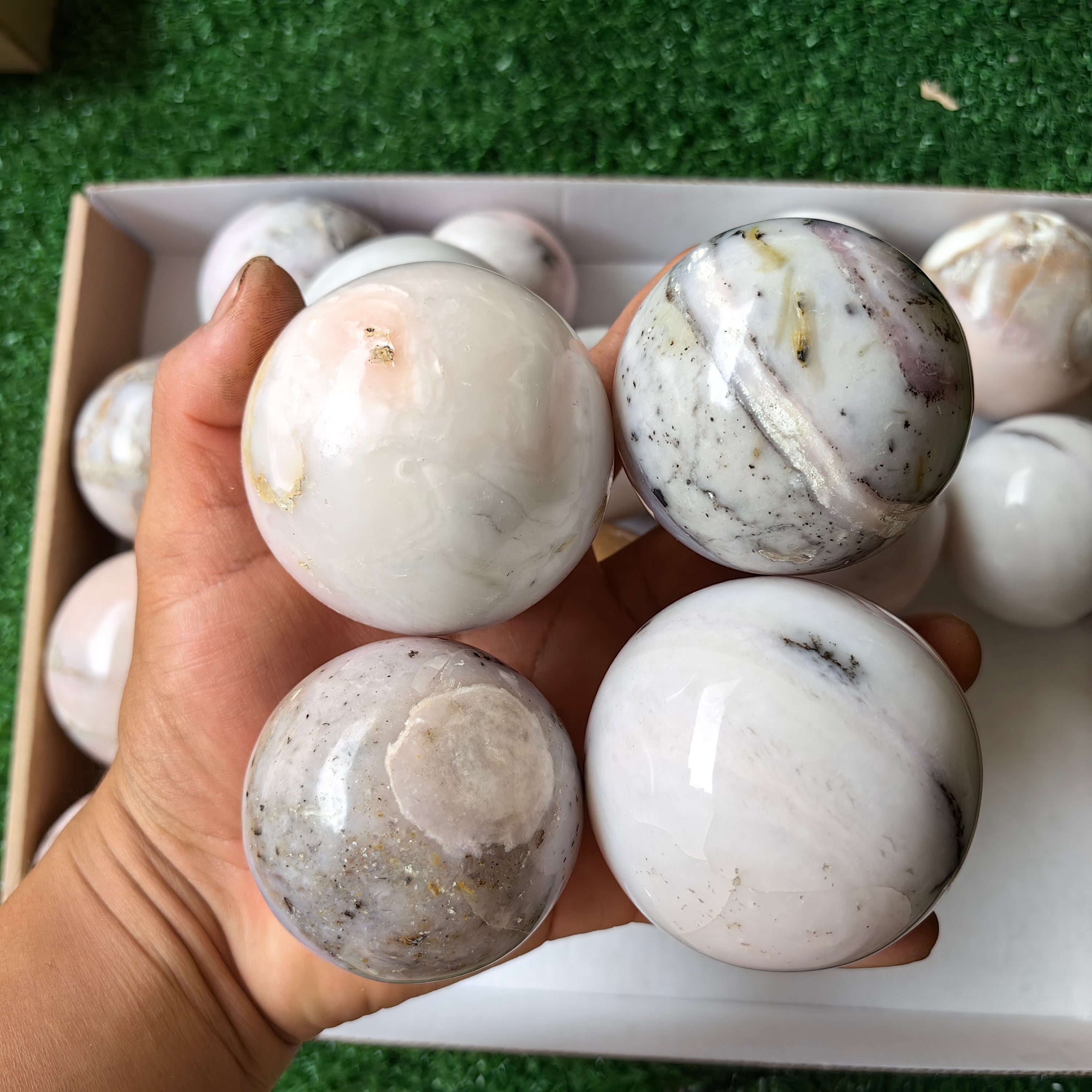 18 pc peruvian pink opal spheres