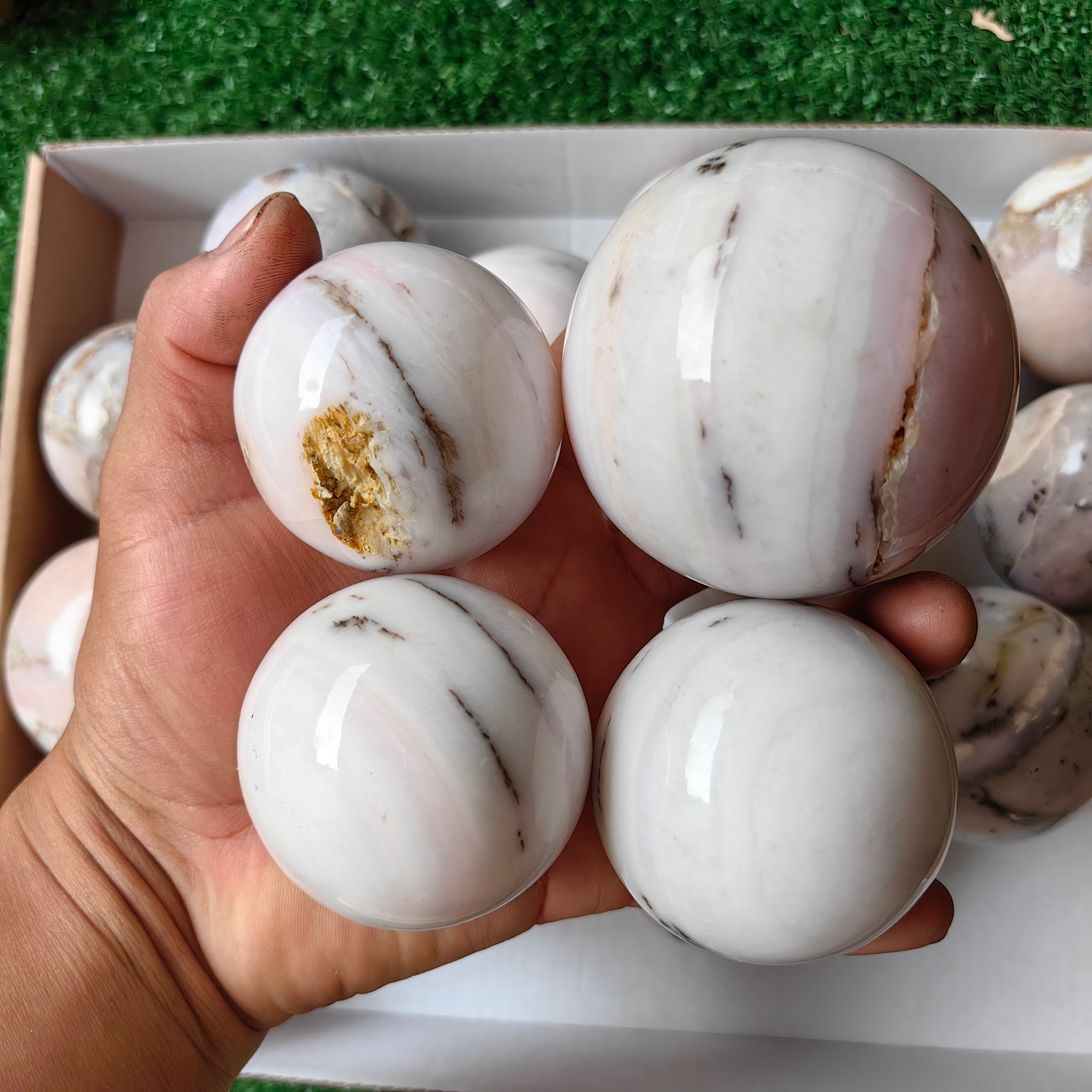 18 pc peruvian pink opal spheres