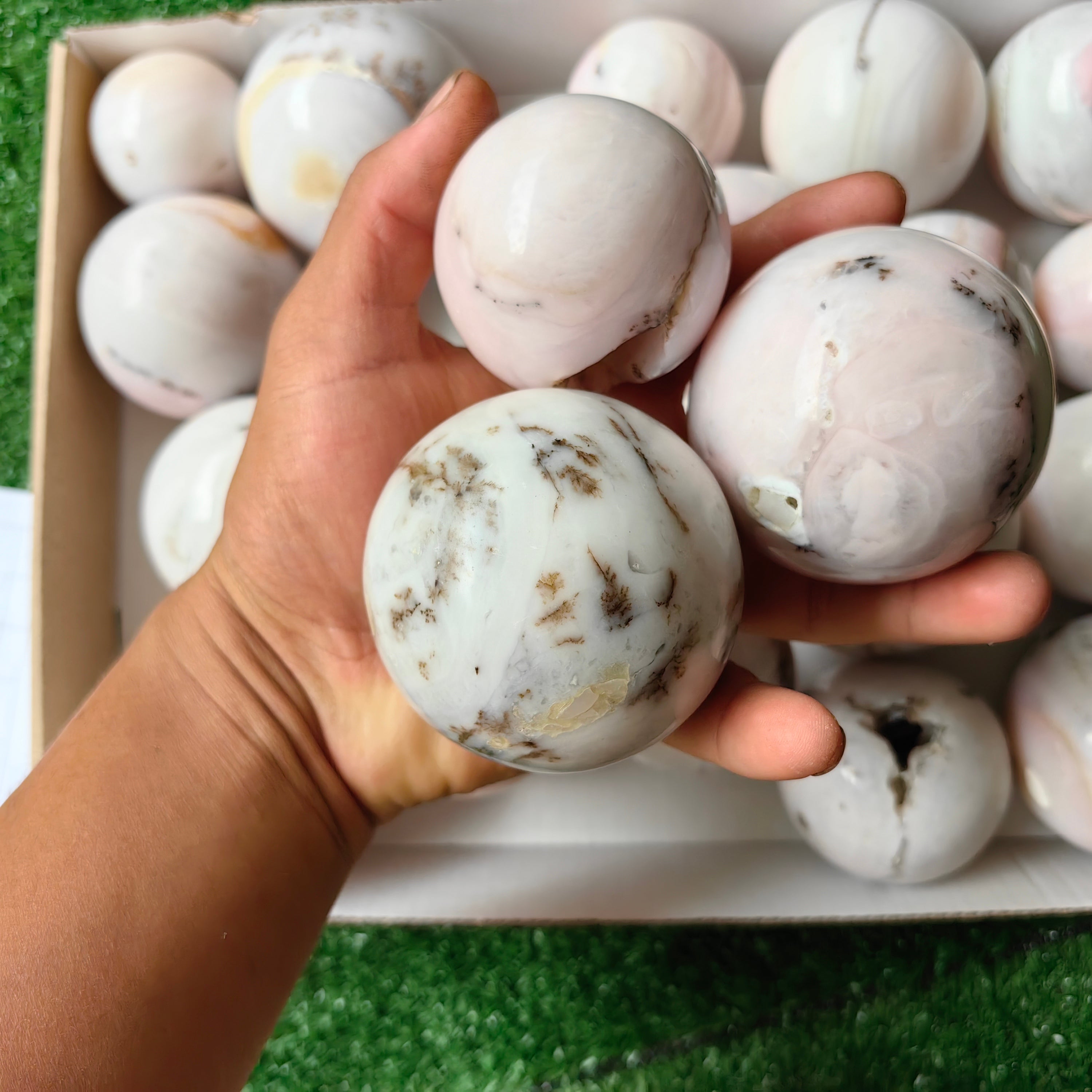 20 pc peruvian pink opal spheres