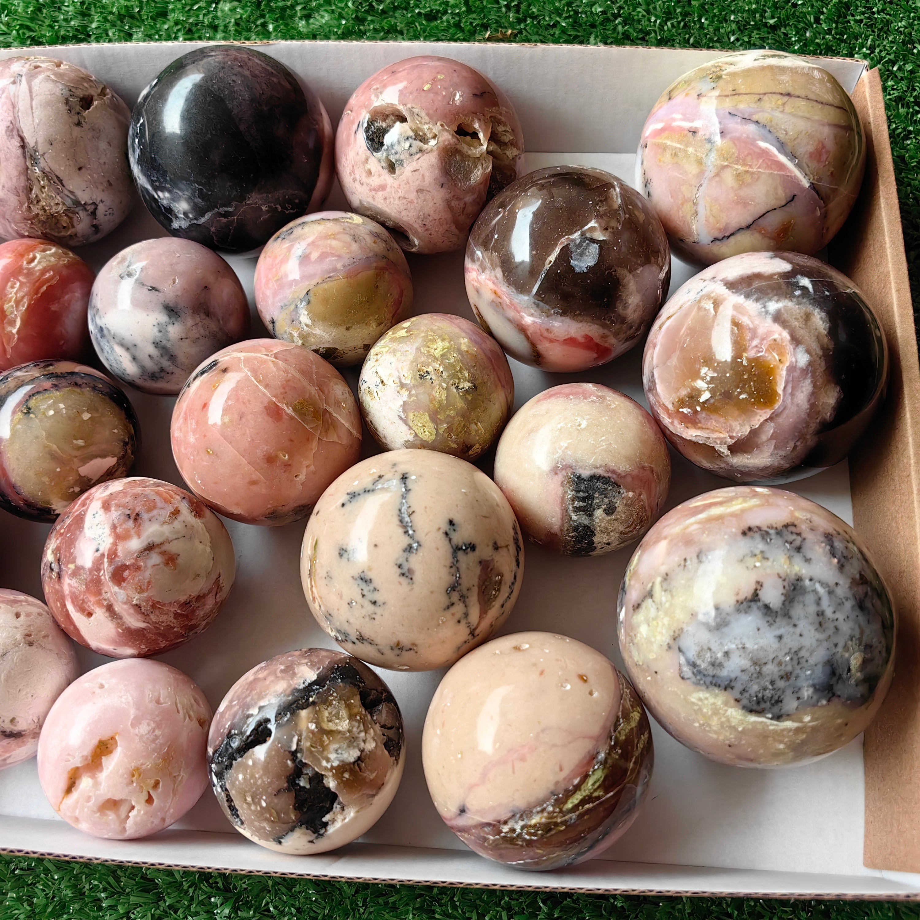 24 pc peruvian pink opal spheres
