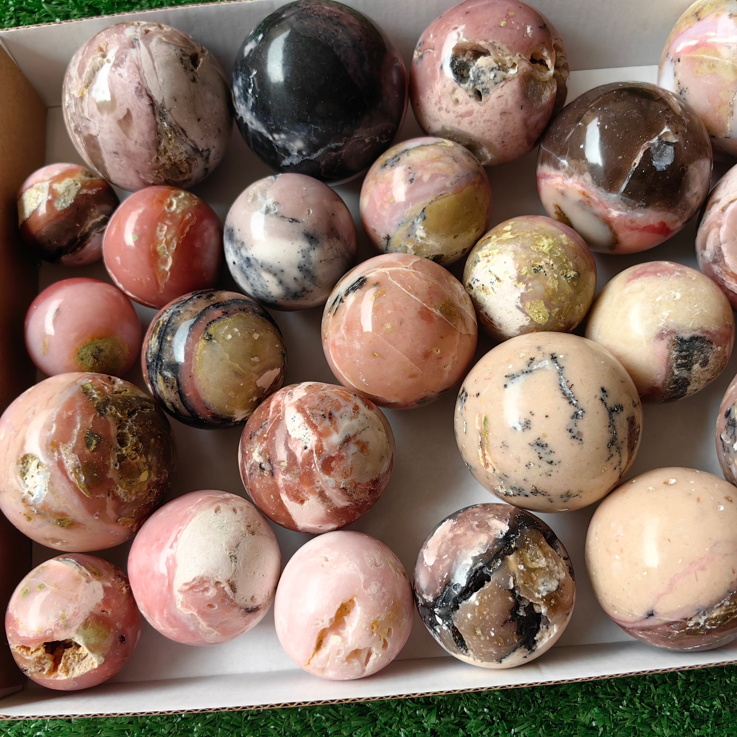 24 pc peruvian pink opal spheres