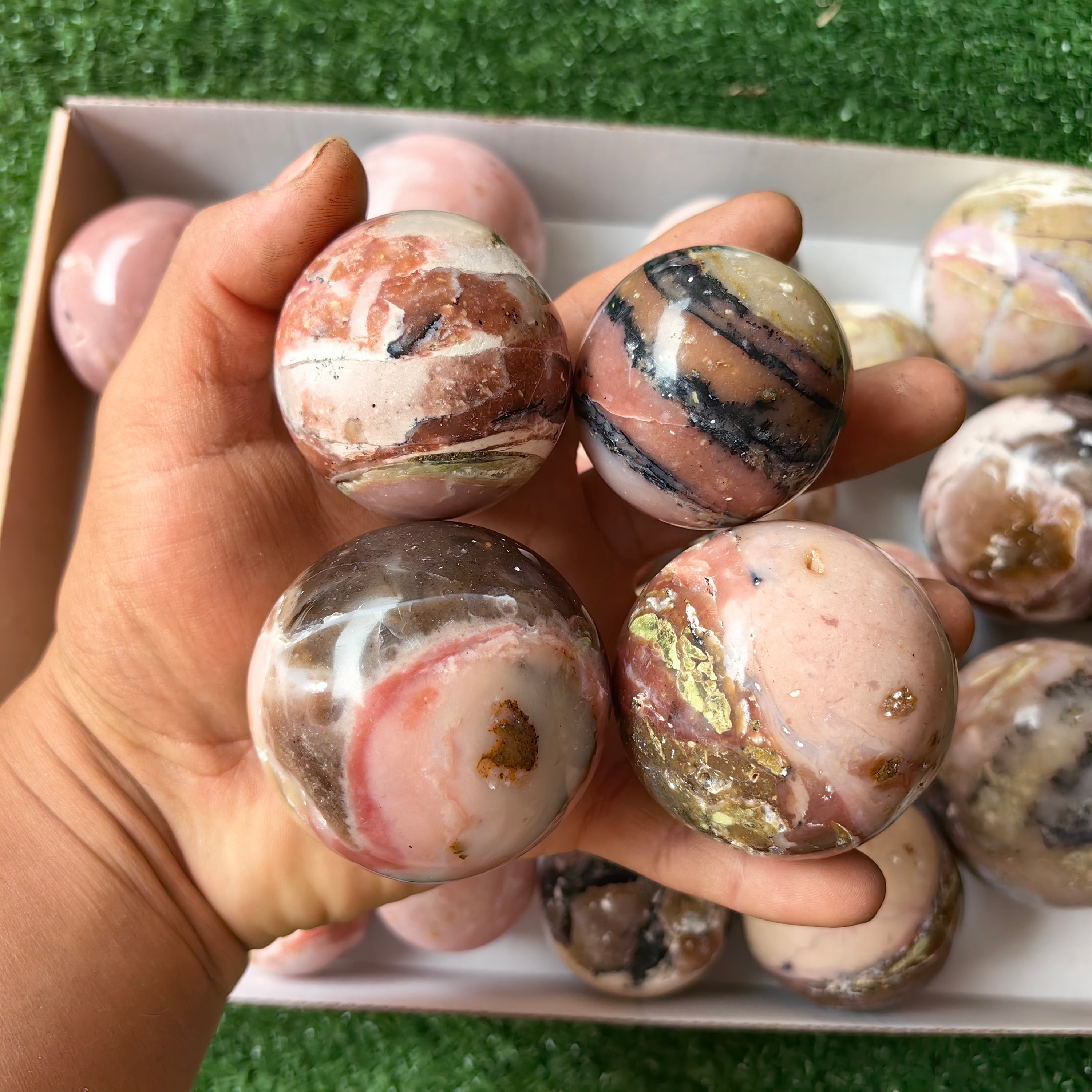 24 pc peruvian pink opal spheres