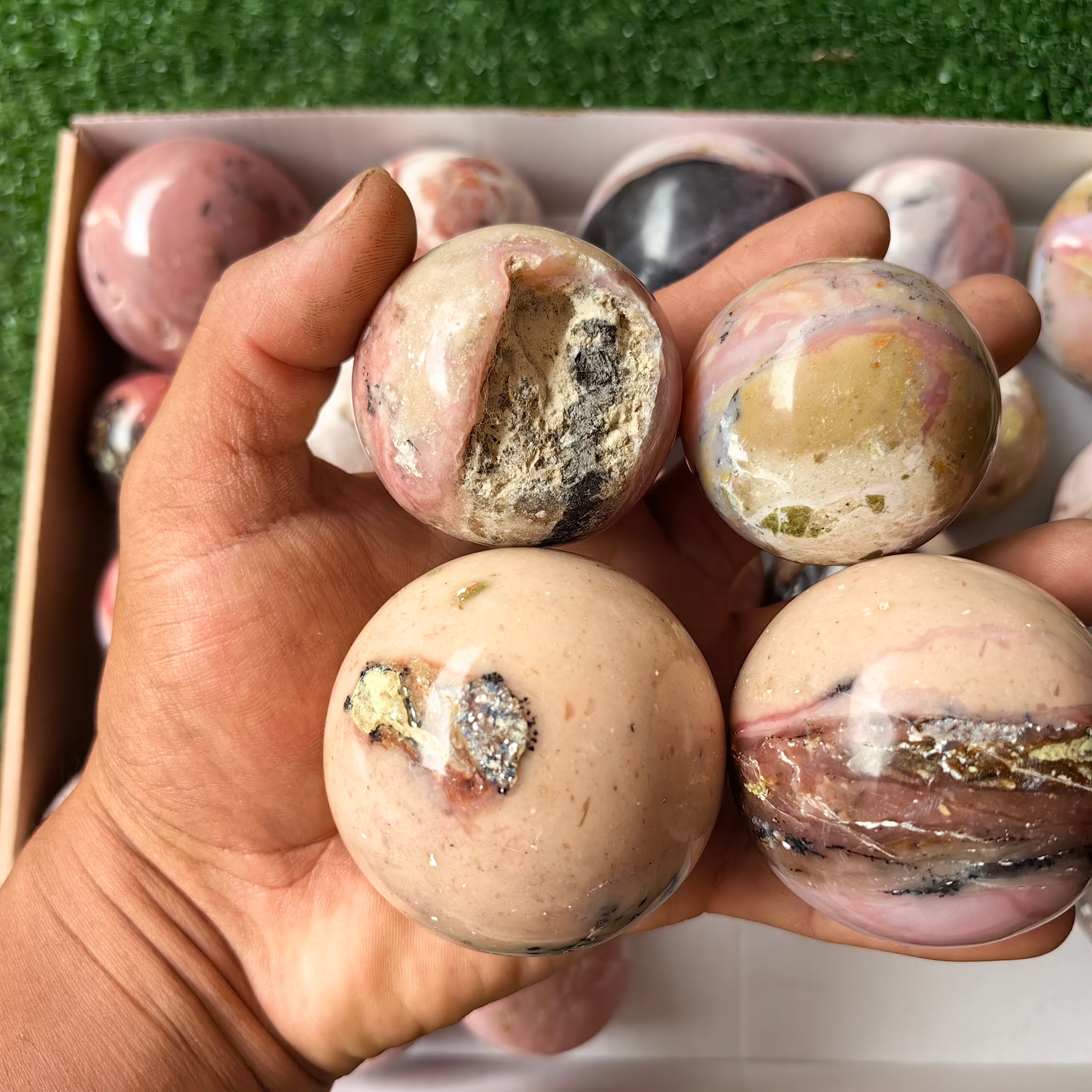 24 pc peruvian pink opal spheres