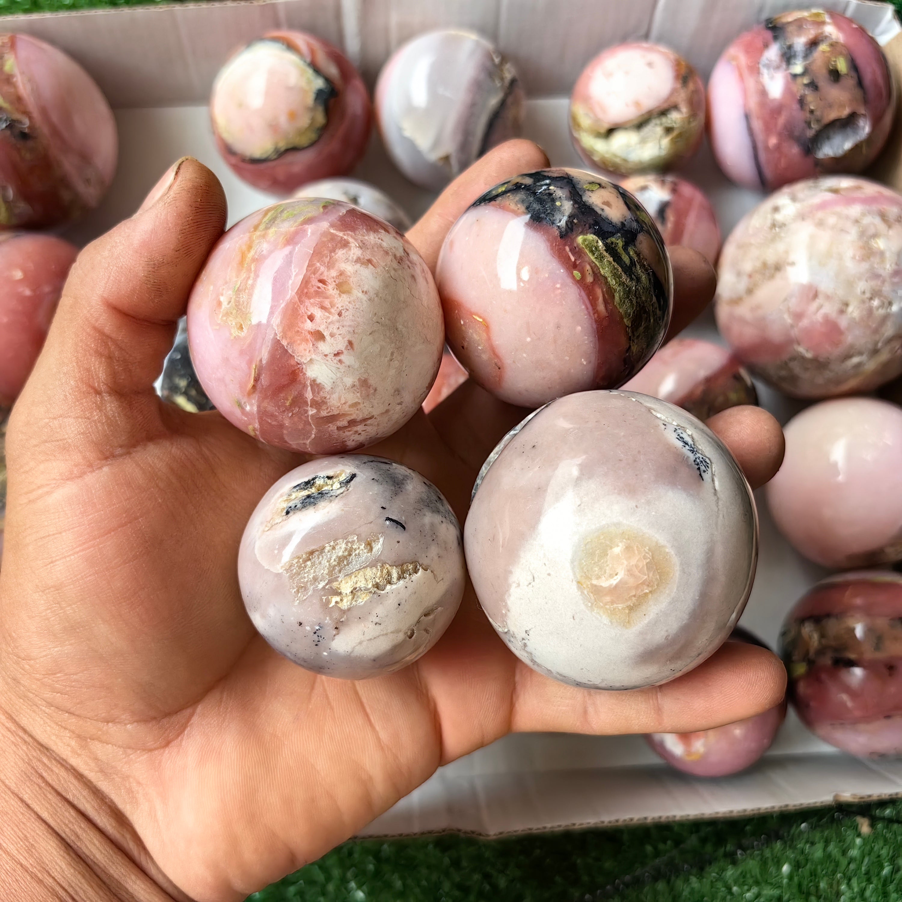 26 pc peruvian pink opal spheres