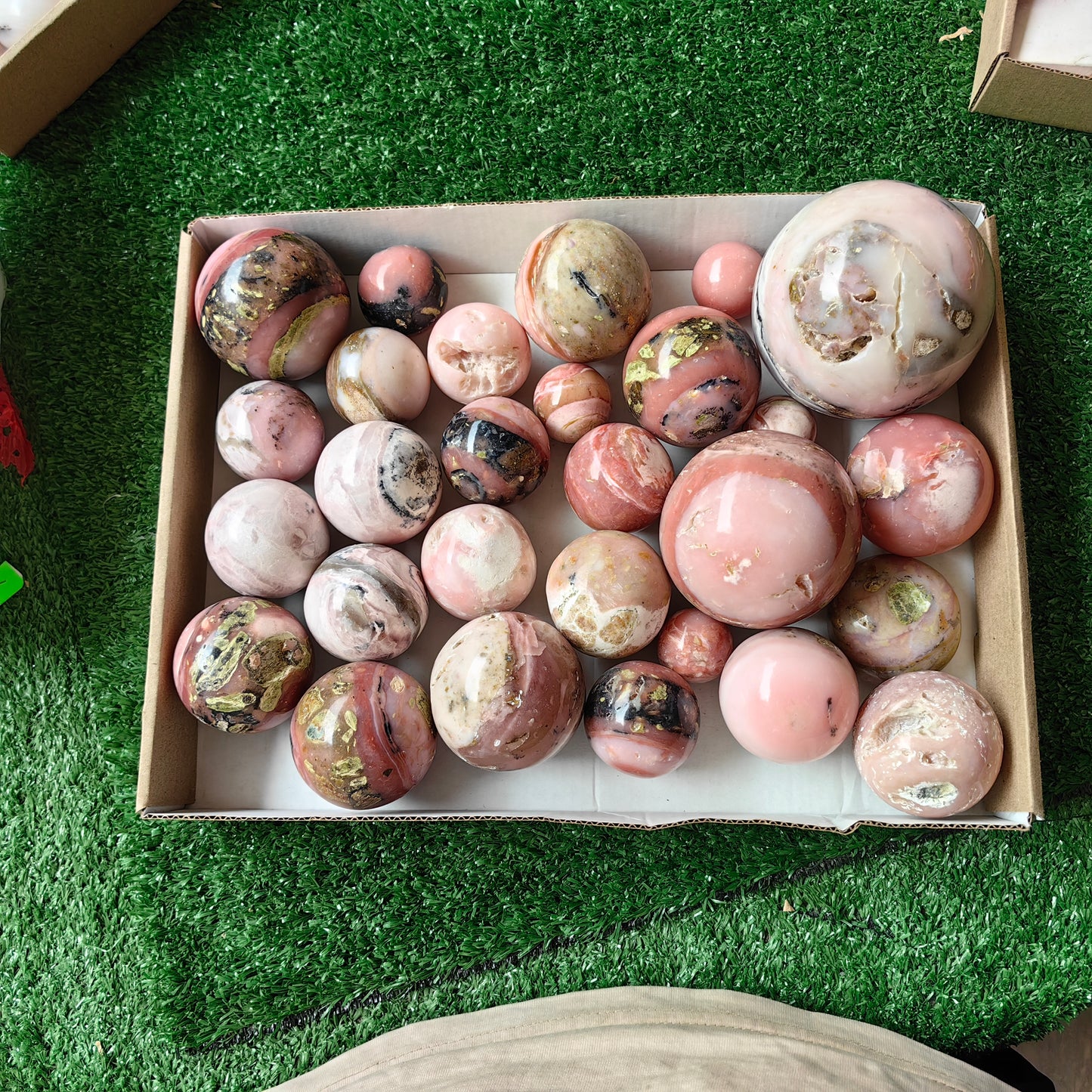28 pc peruvian pink opal spheres