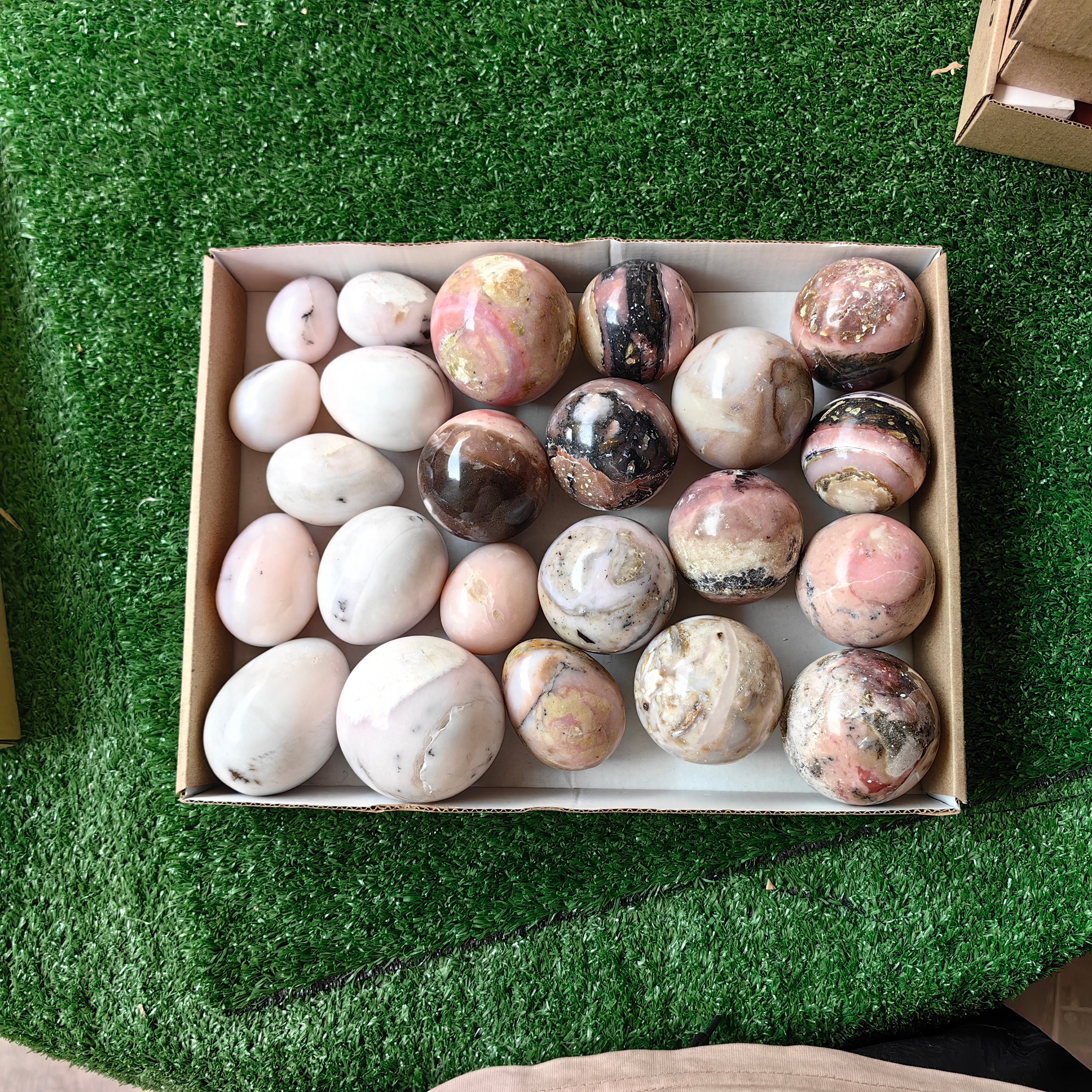 23 pc peruvian pink opal spheres & eggs