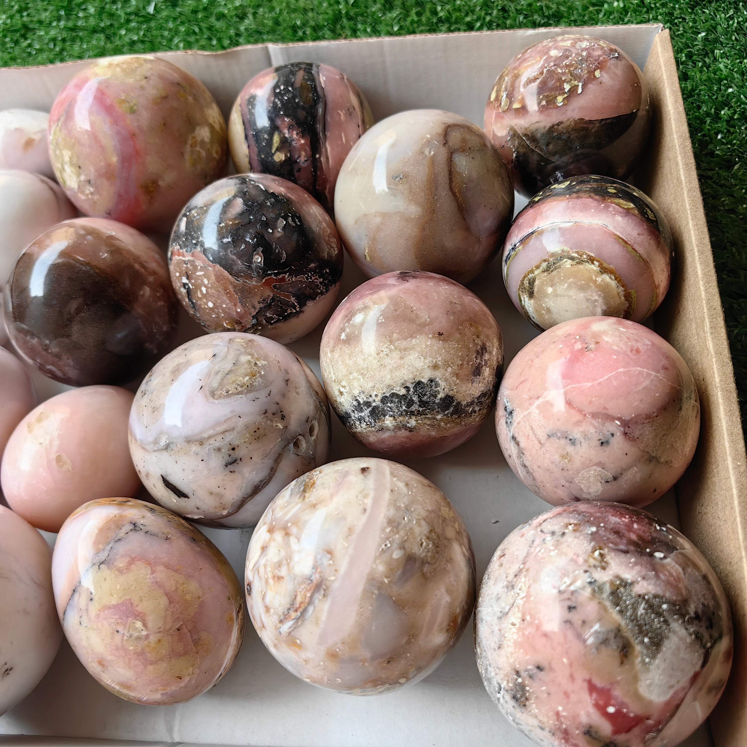 23 pc peruvian pink opal spheres & eggs