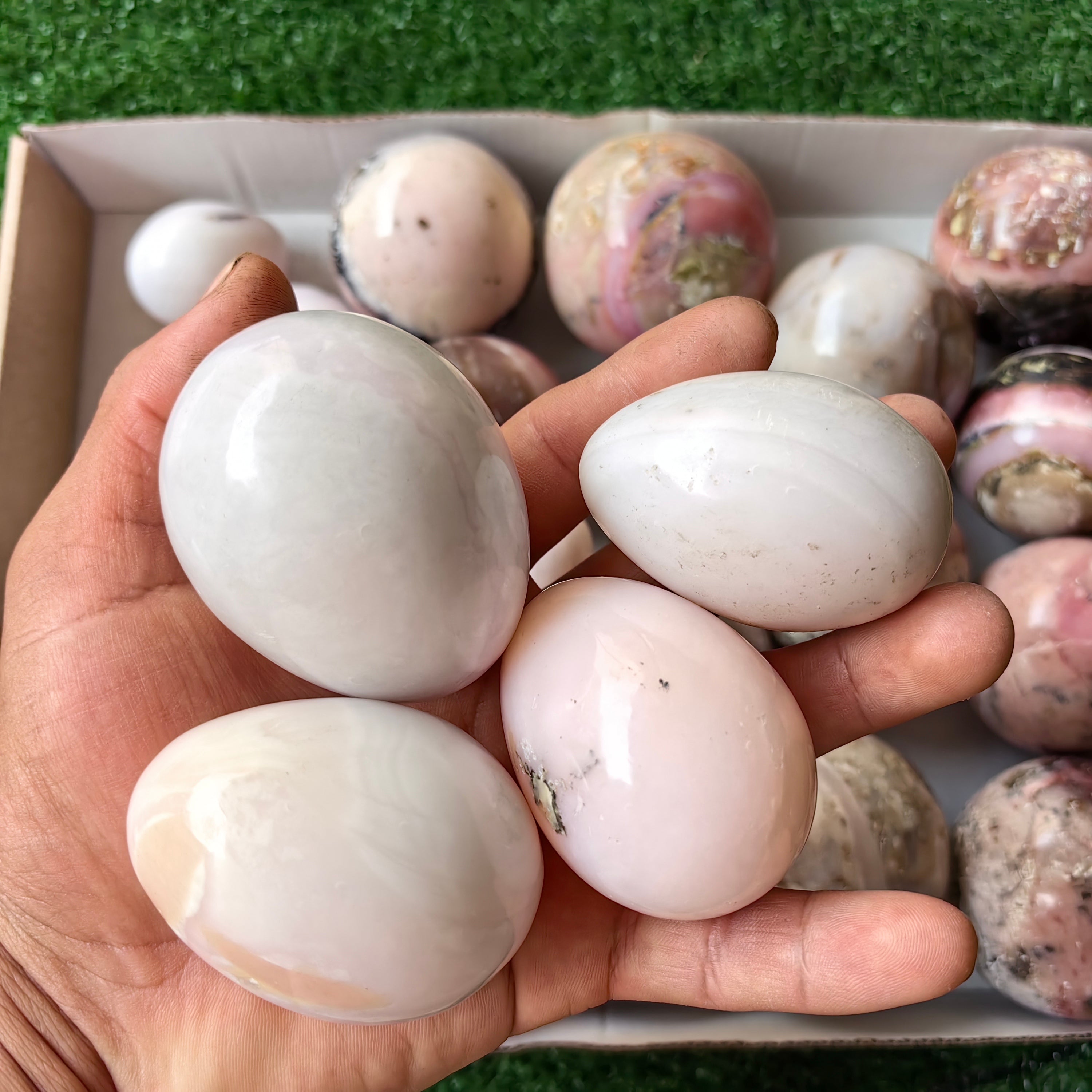 23 pc peruvian pink opal spheres & eggs