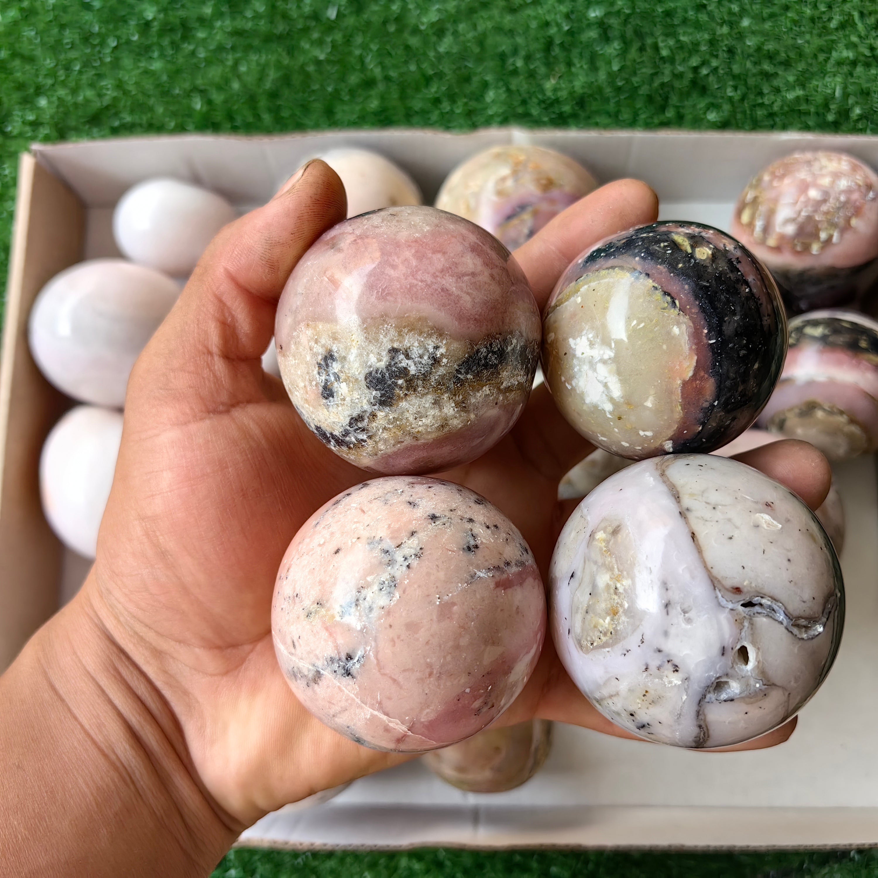 23 pc peruvian pink opal spheres & eggs