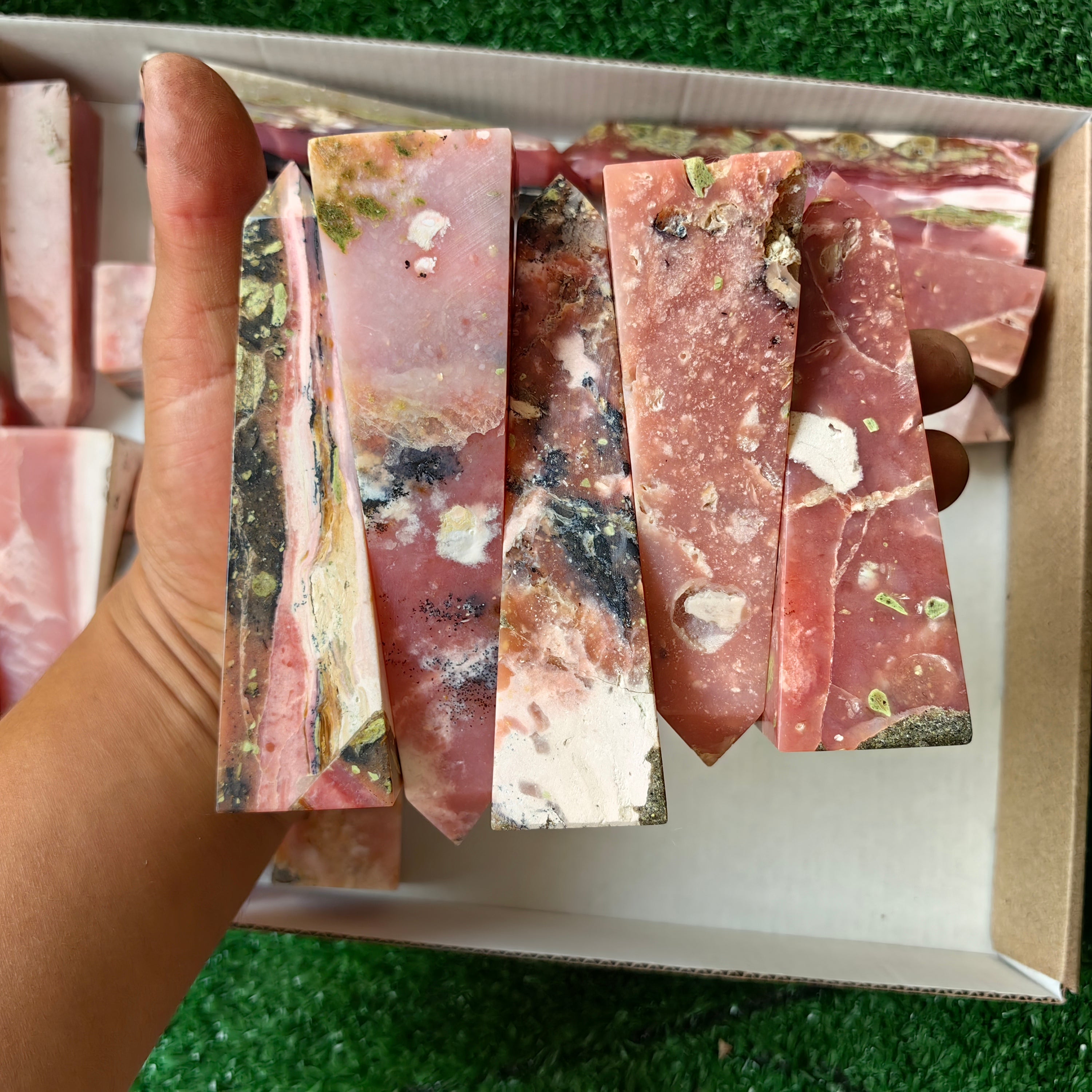 18 pc peruvian pink opal towers