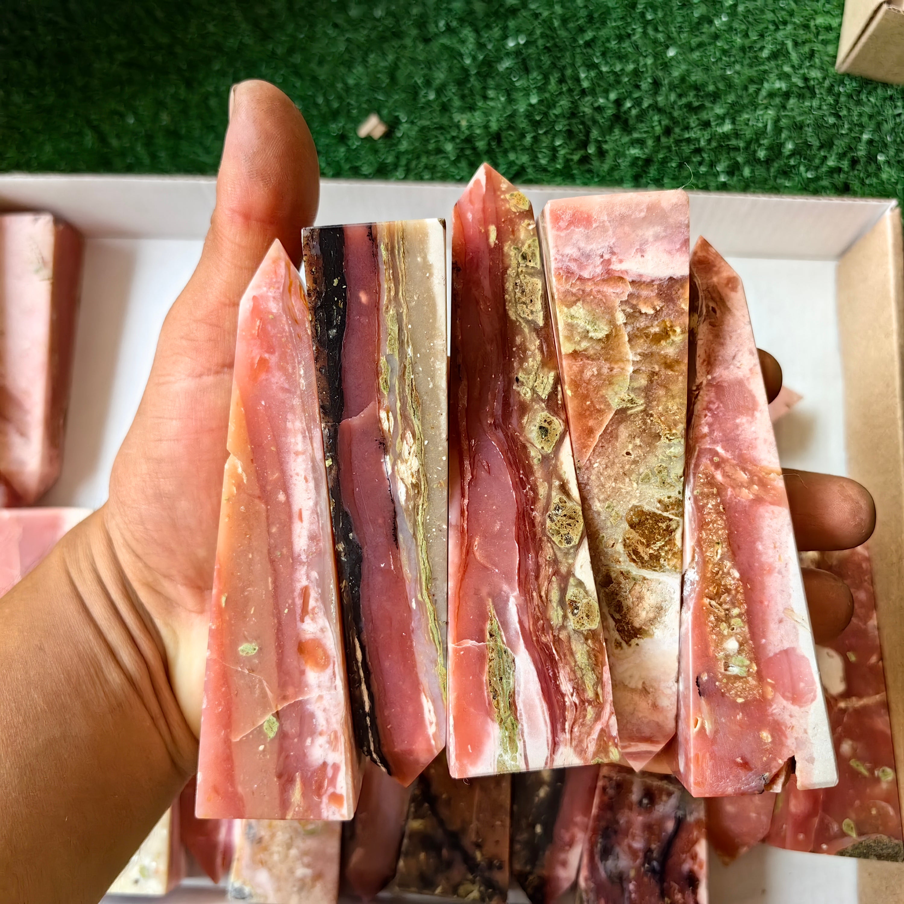 18 pc peruvian pink opal towers