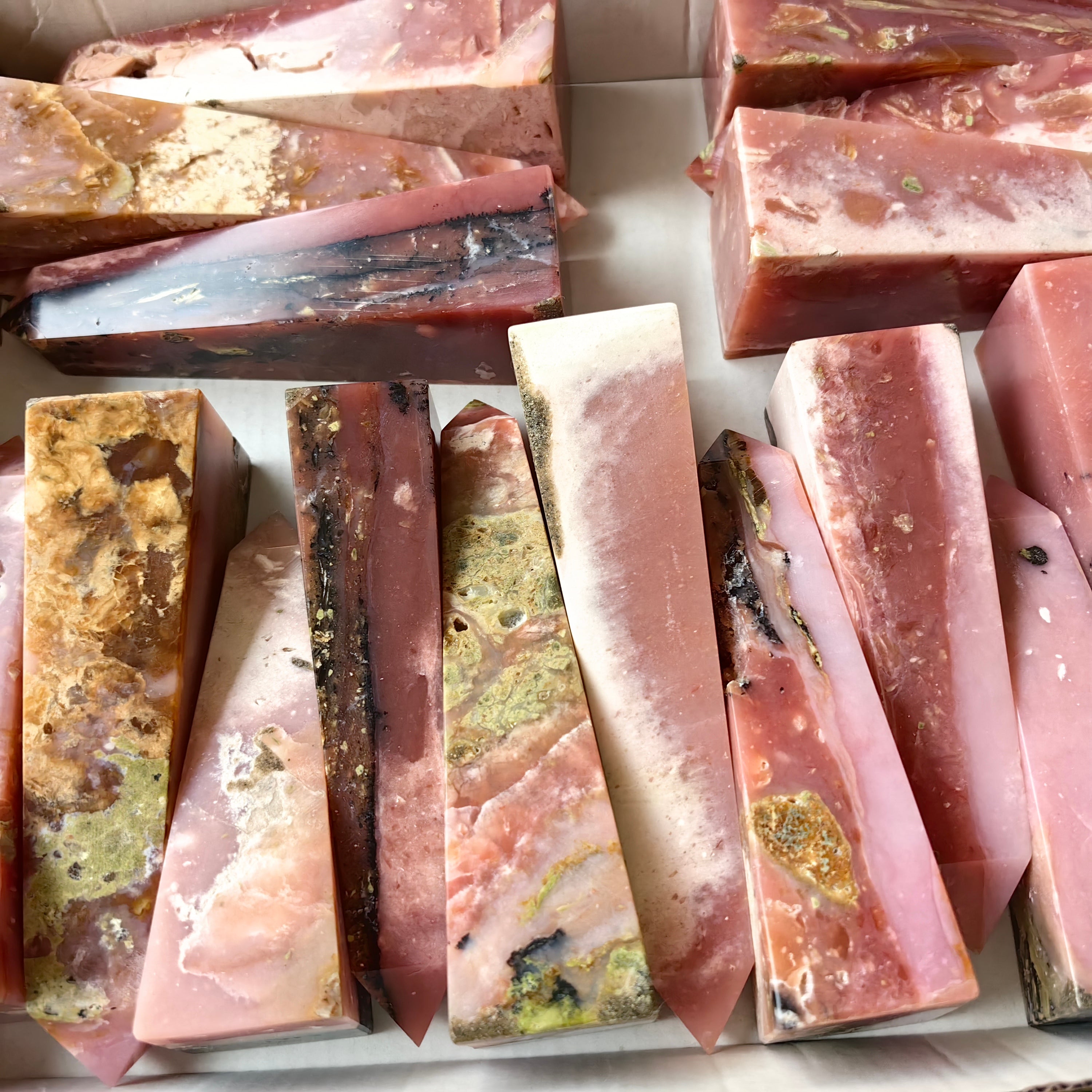 18 pc peruvian pink opal towers