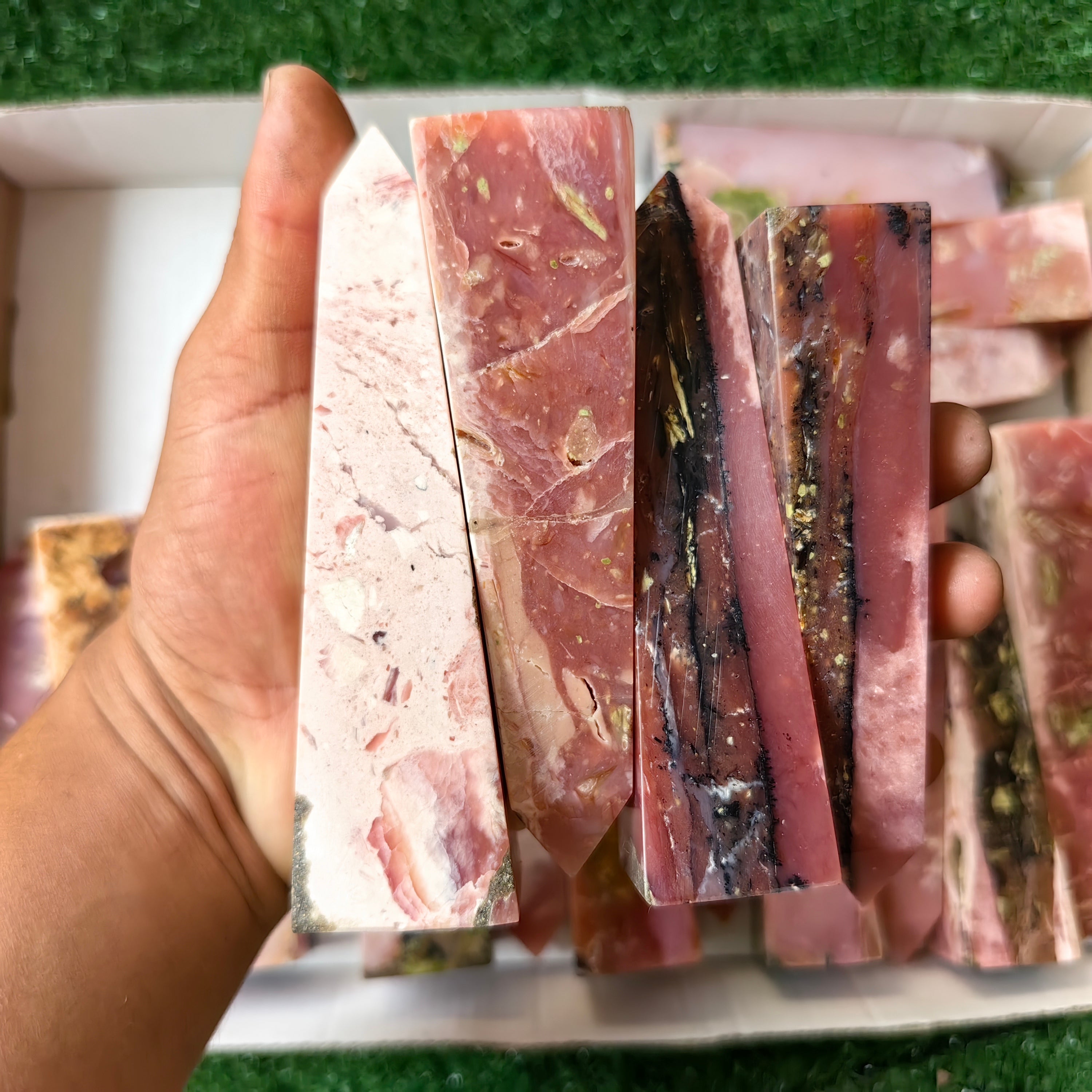 18 pc peruvian pink opal towers