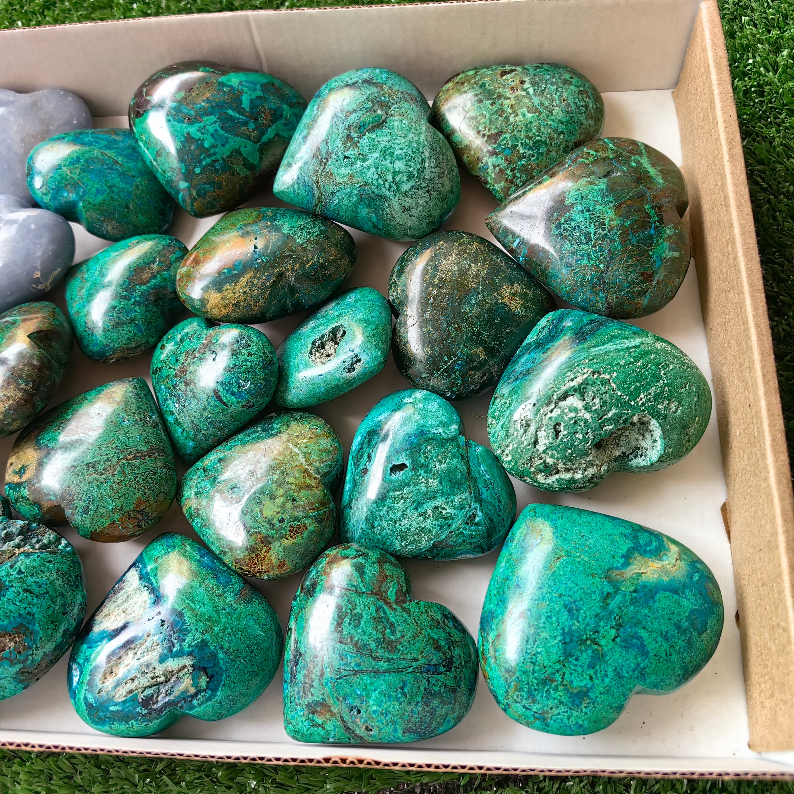 25 pc chrysocolla & angelite hearts