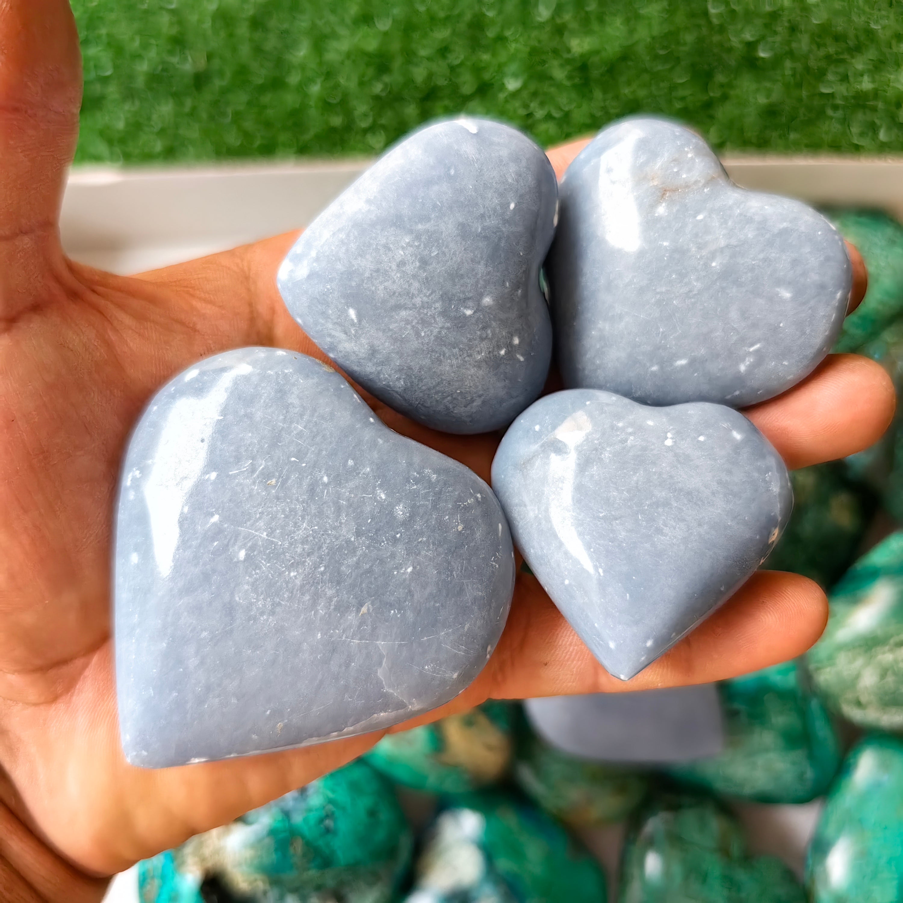 25 pc chrysocolla & angelite hearts