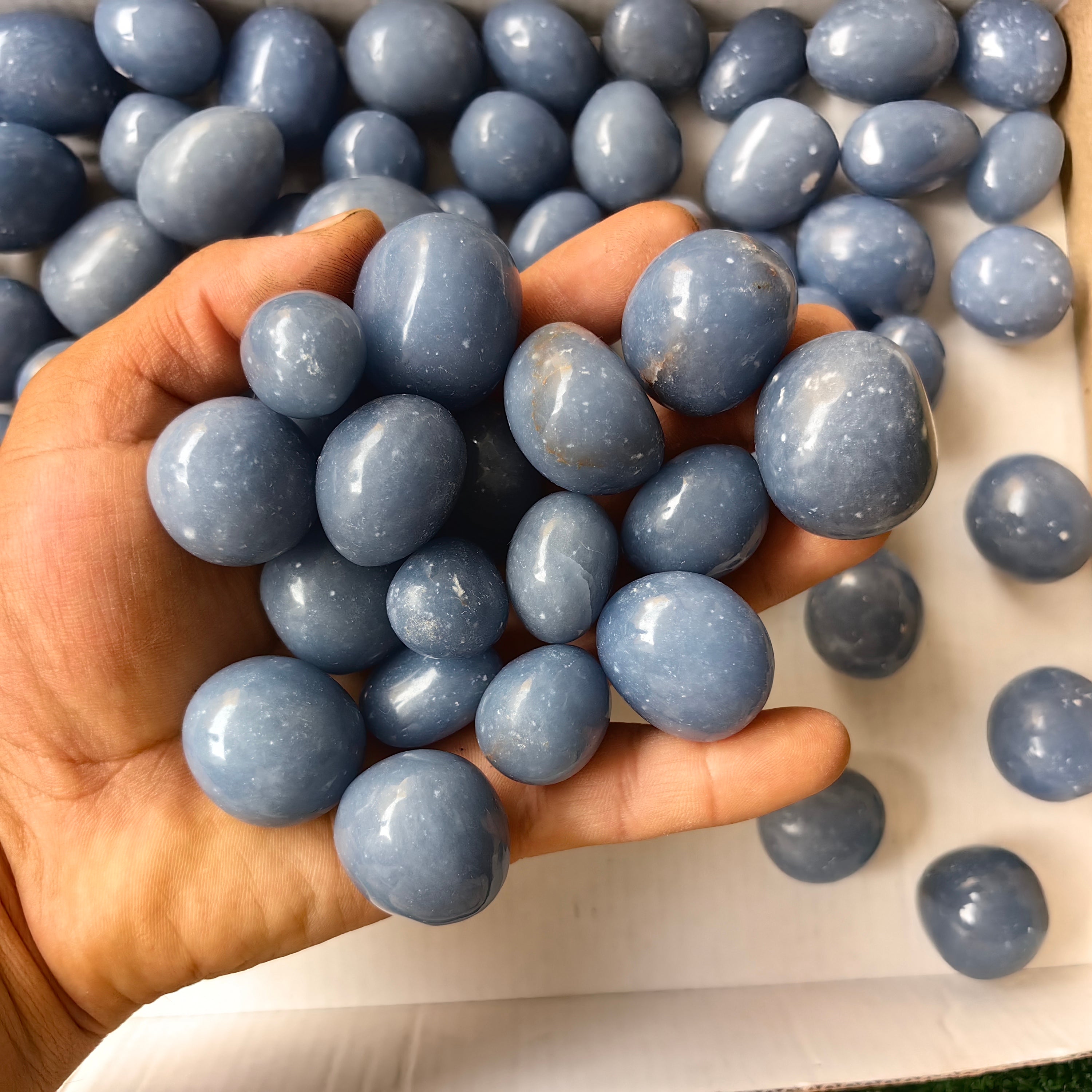 2 kg tumbled blue angelite