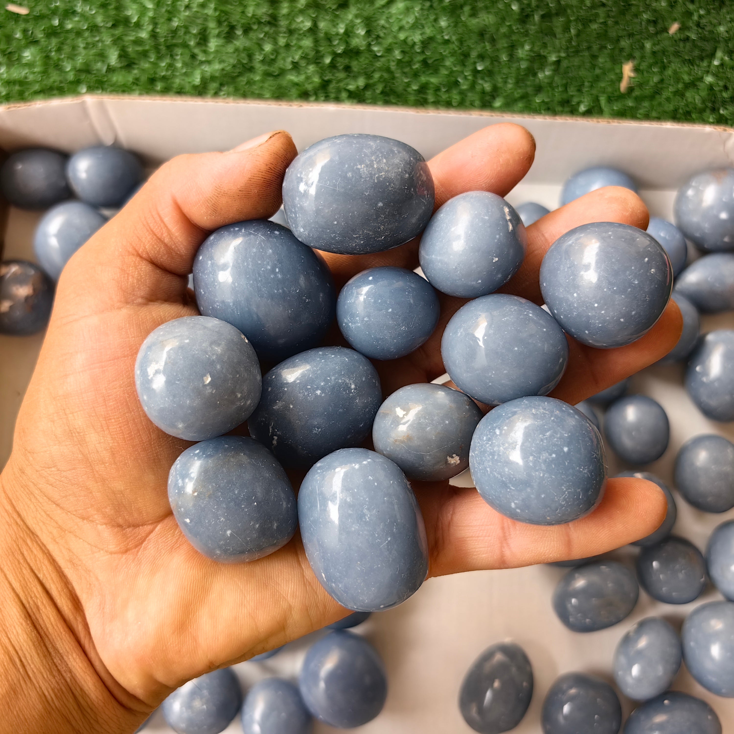 2 kg tumbled blue angelite