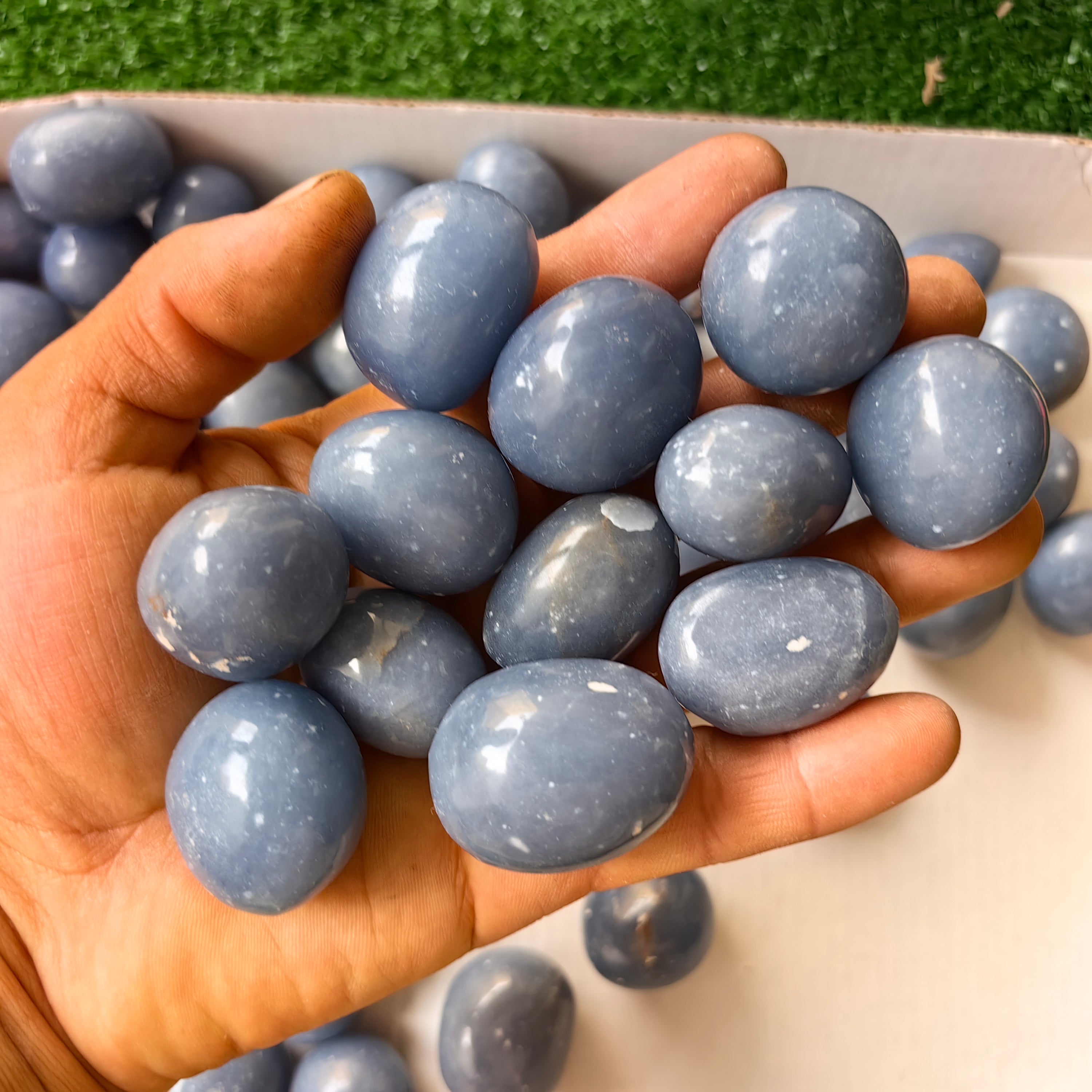 2 kg tumbled blue angelite