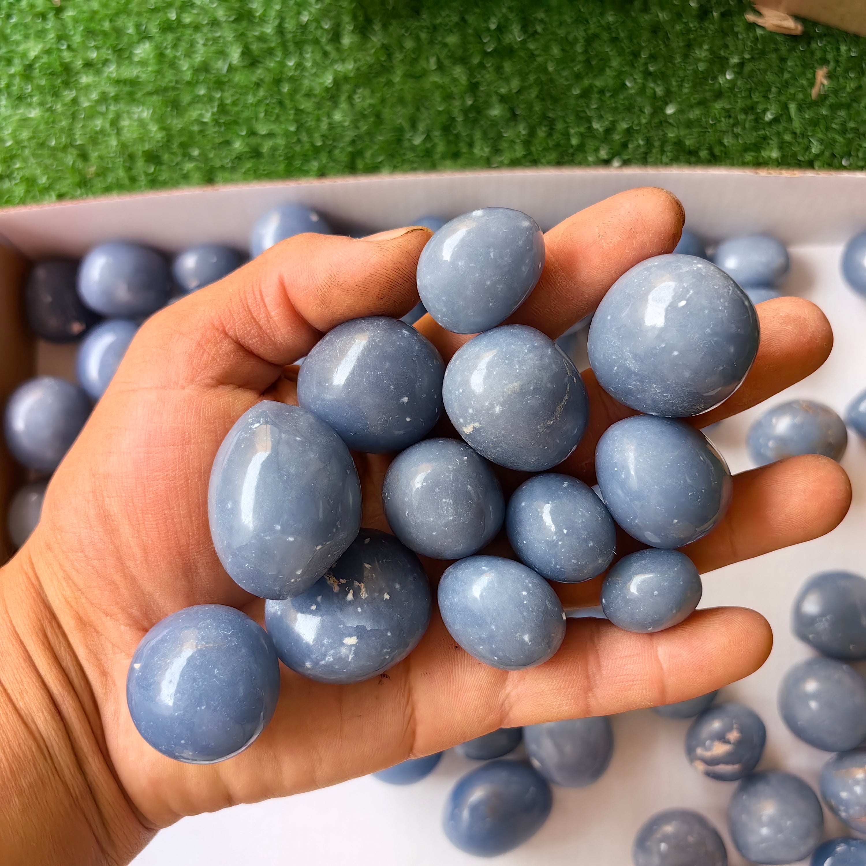 2 kg tumbled blue angelite