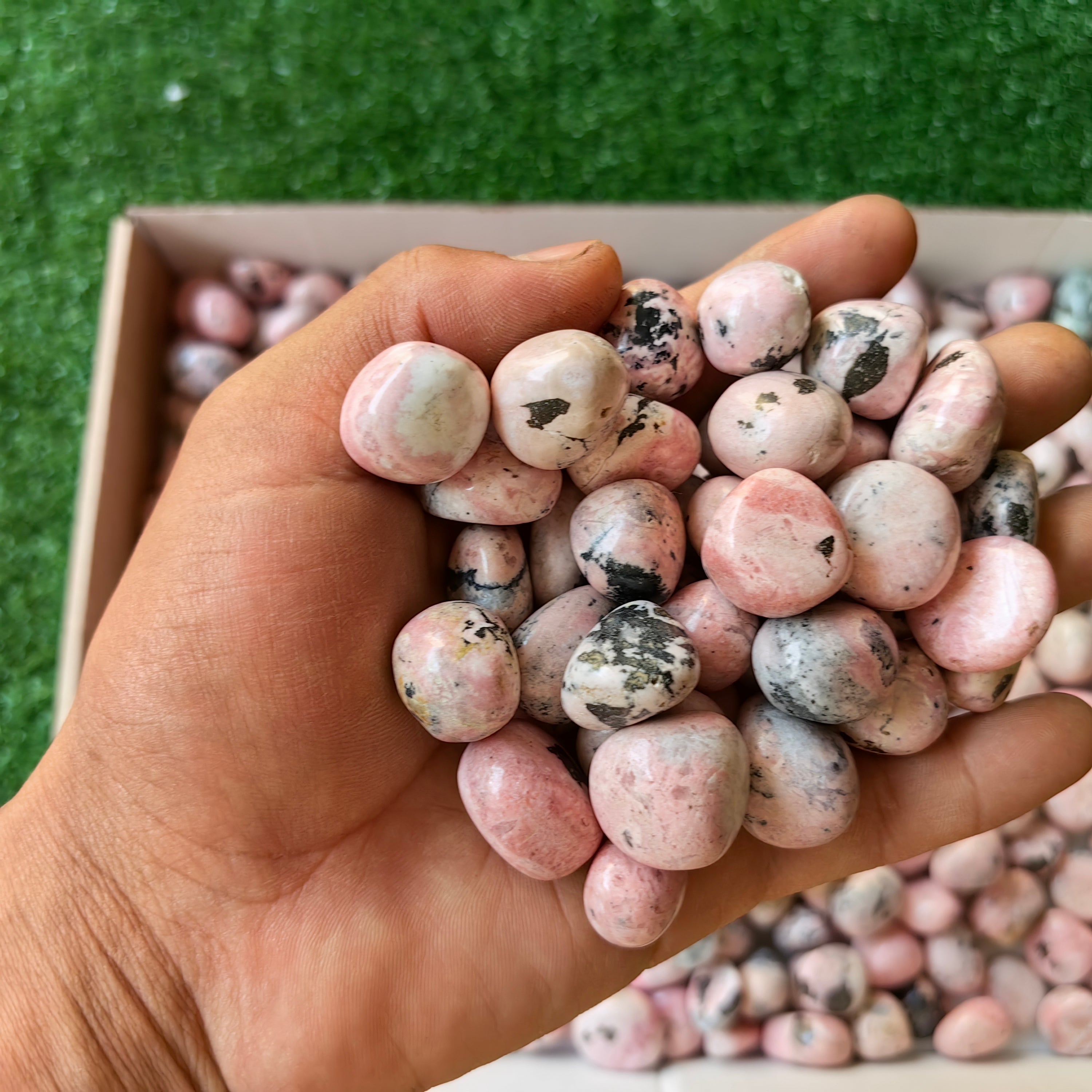 2 kg tumbled pink rhodonite