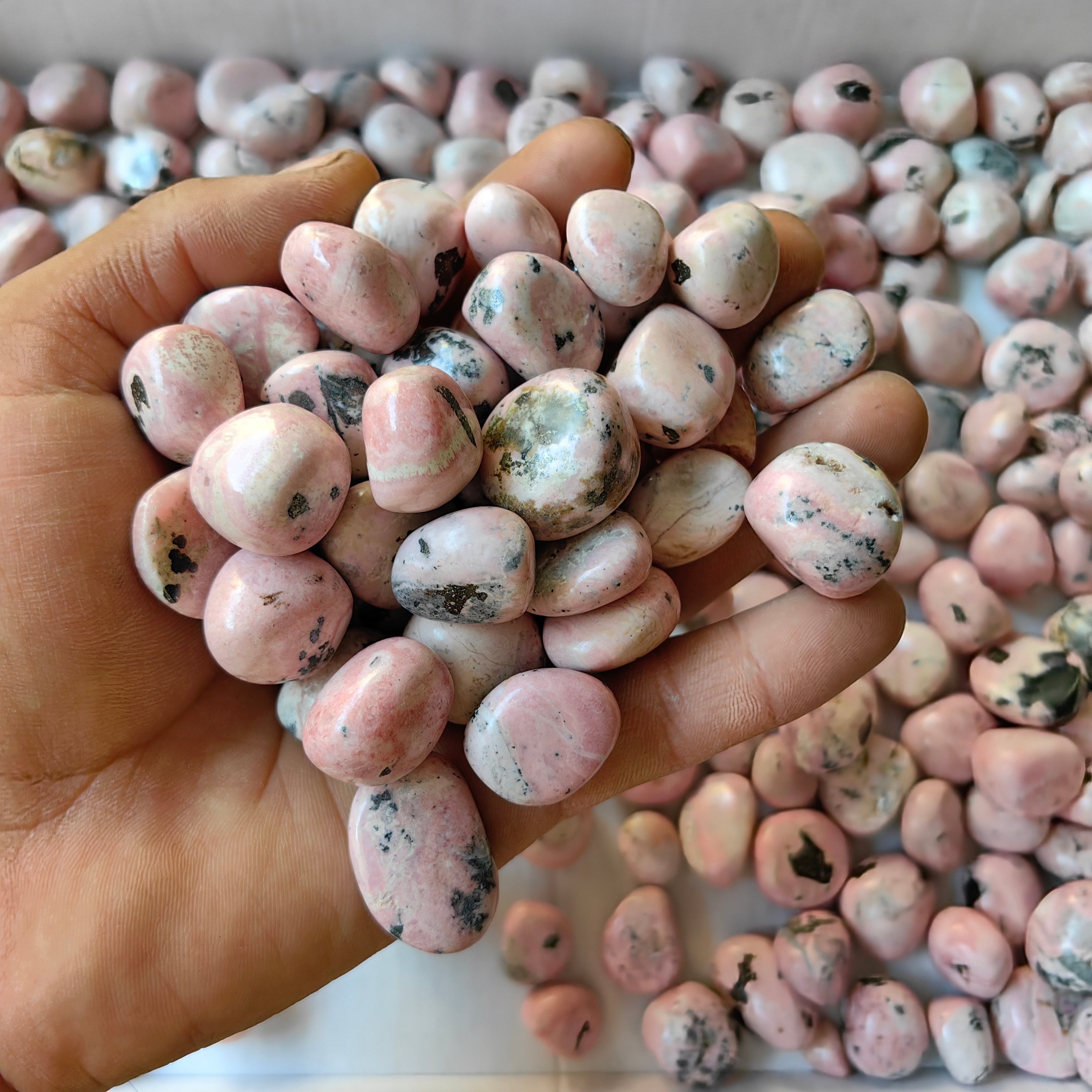 2 kg tumbled pink rhodonite