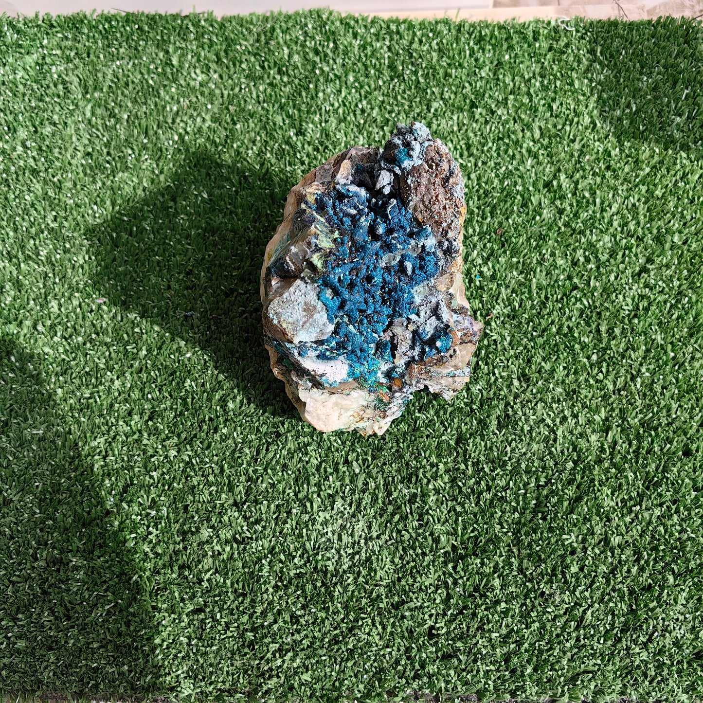 Chrysocolla on Quartz from mine tentadora