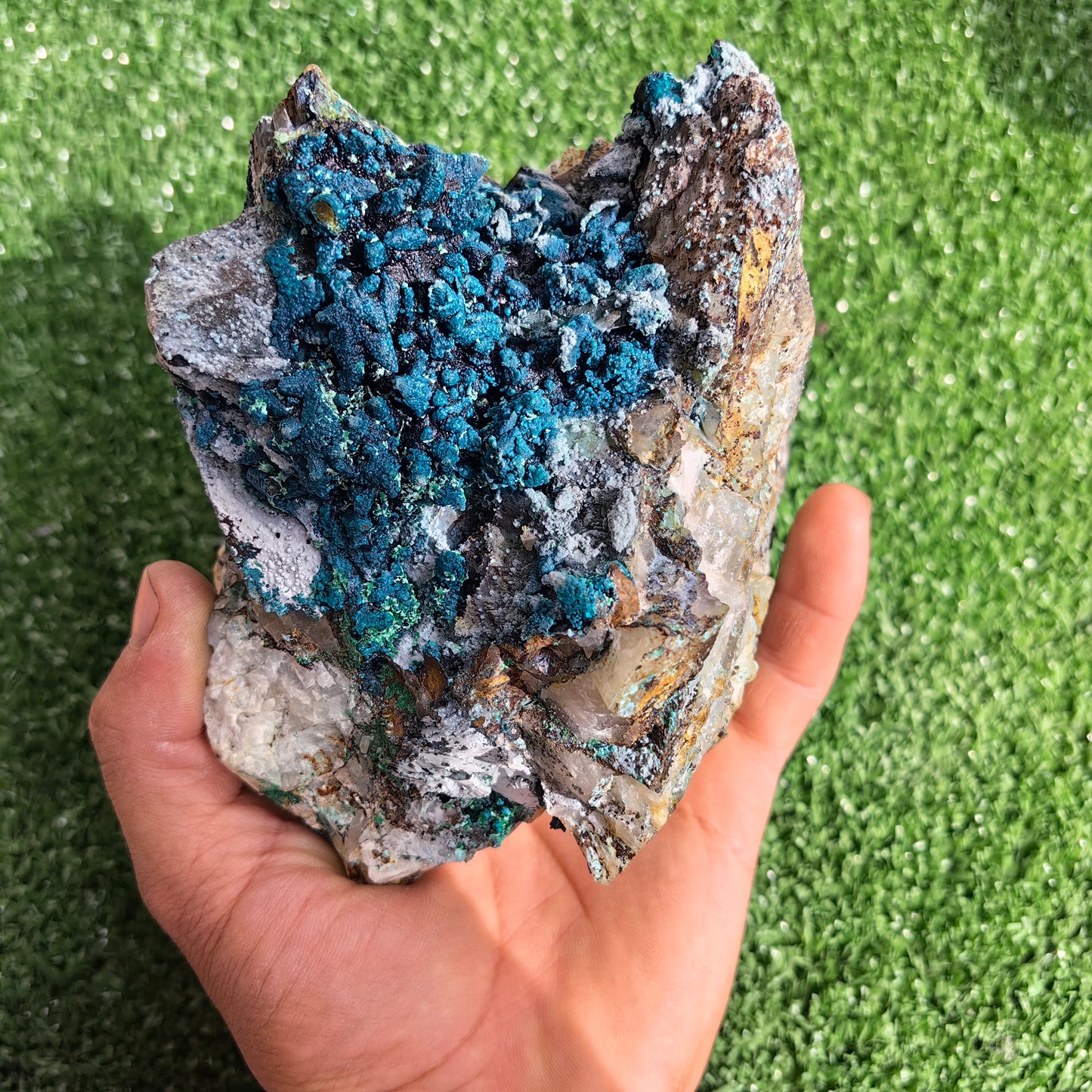 Chrysocolla on Quartz from mine tentadora
