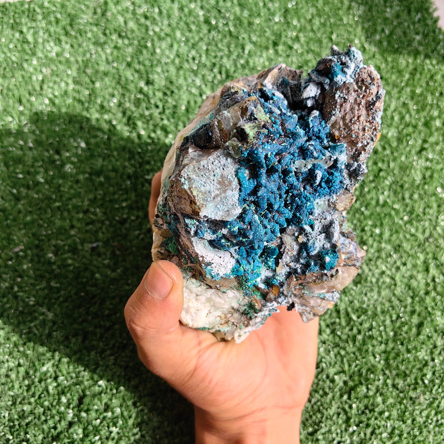 Chrysocolla on Quartz from mine tentadora