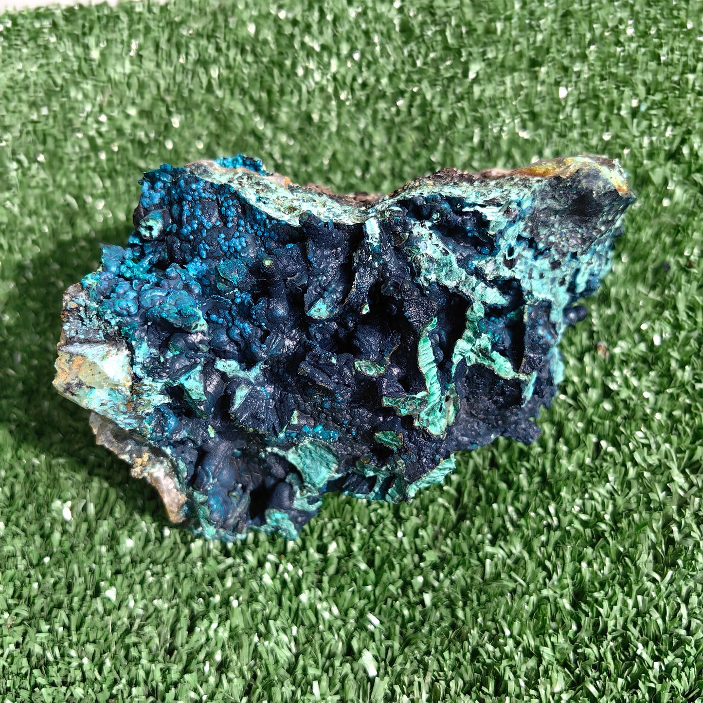 Chrysocolla on Quartz from mine tentadora