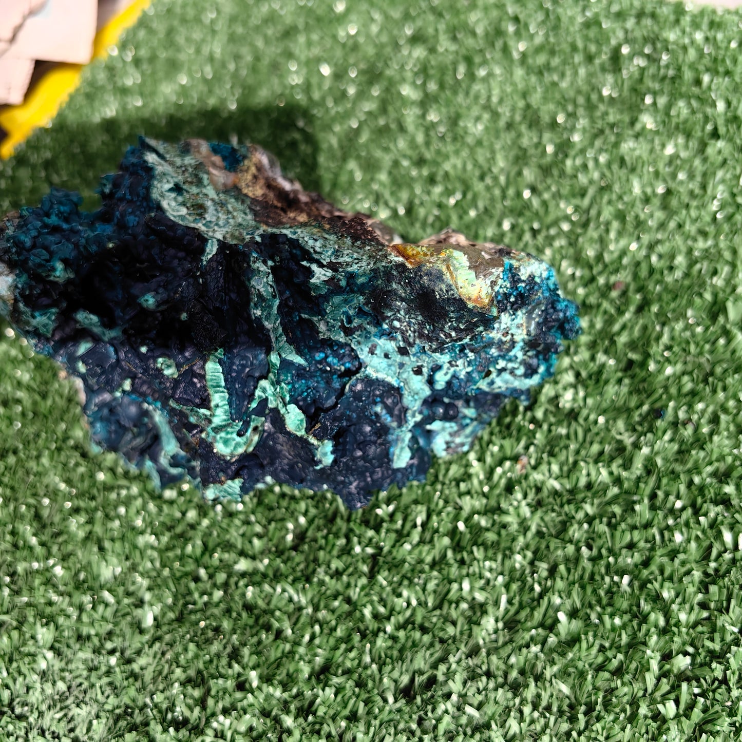 Chrysocolla on Quartz from mine tentadora