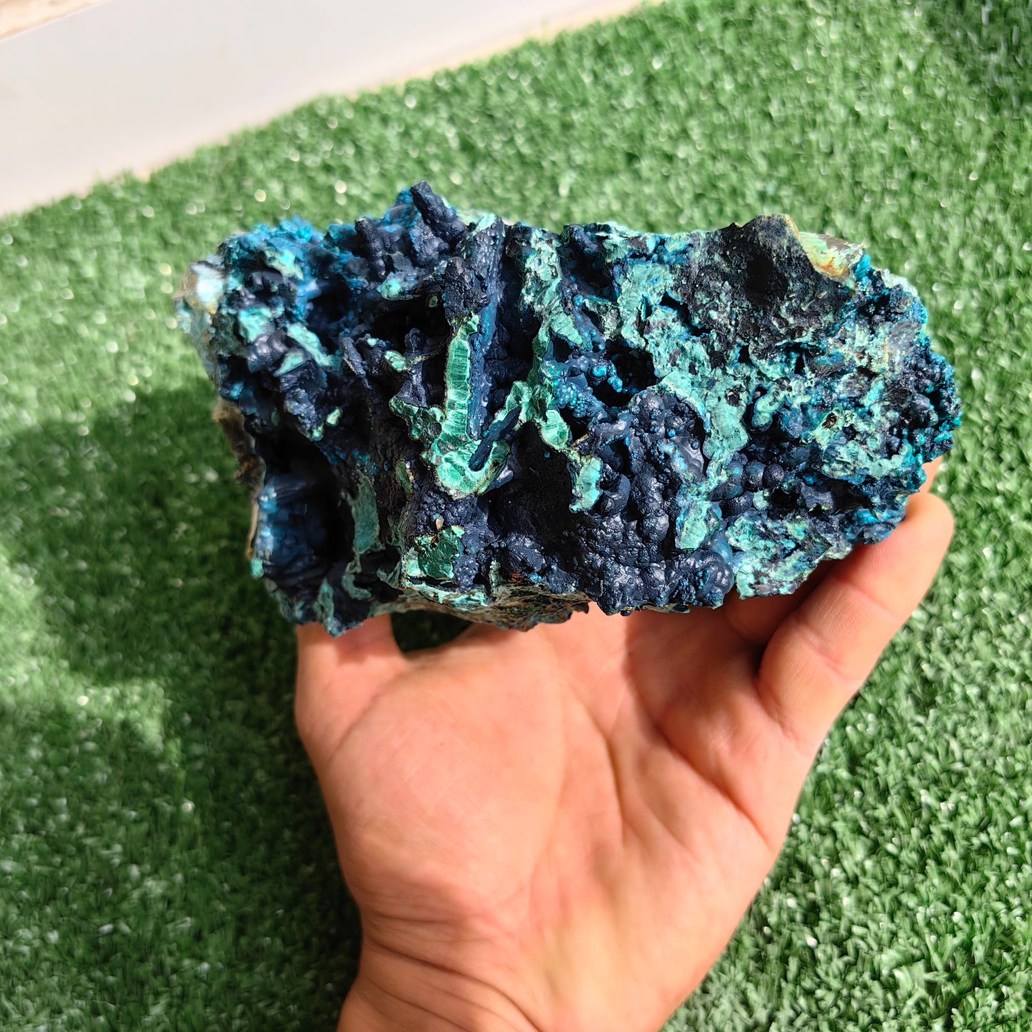 Chrysocolla on Quartz from mine tentadora